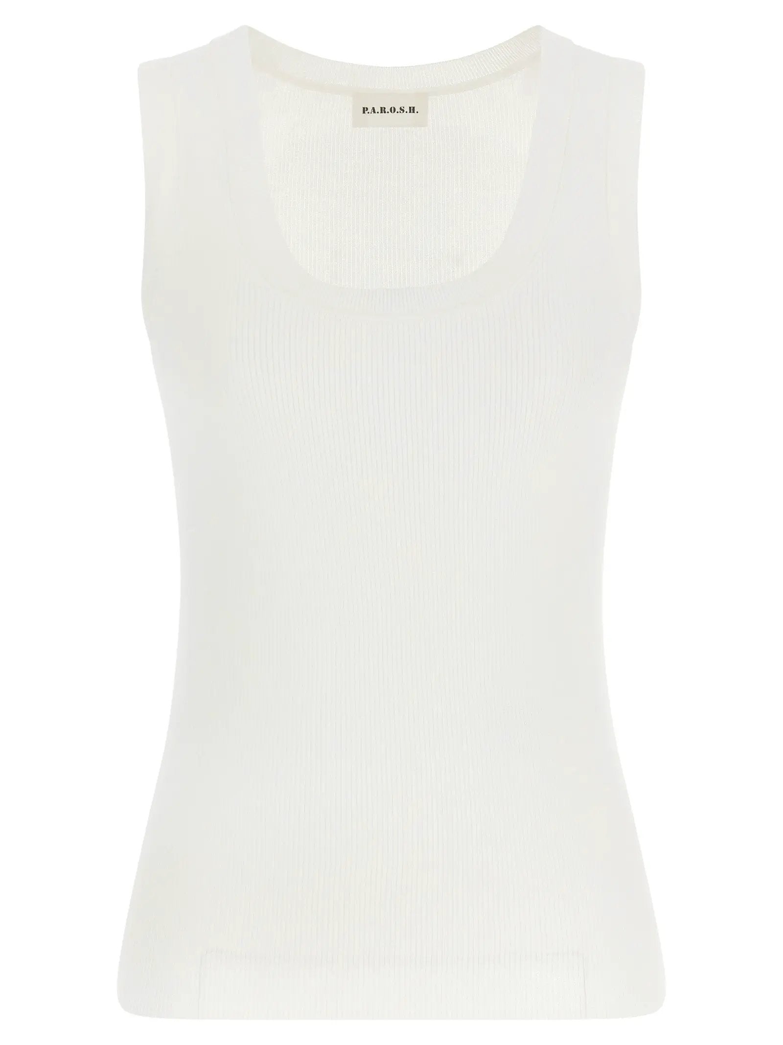 P.A.R.O.S.H. White Cotton Sleeveles T-Shirt