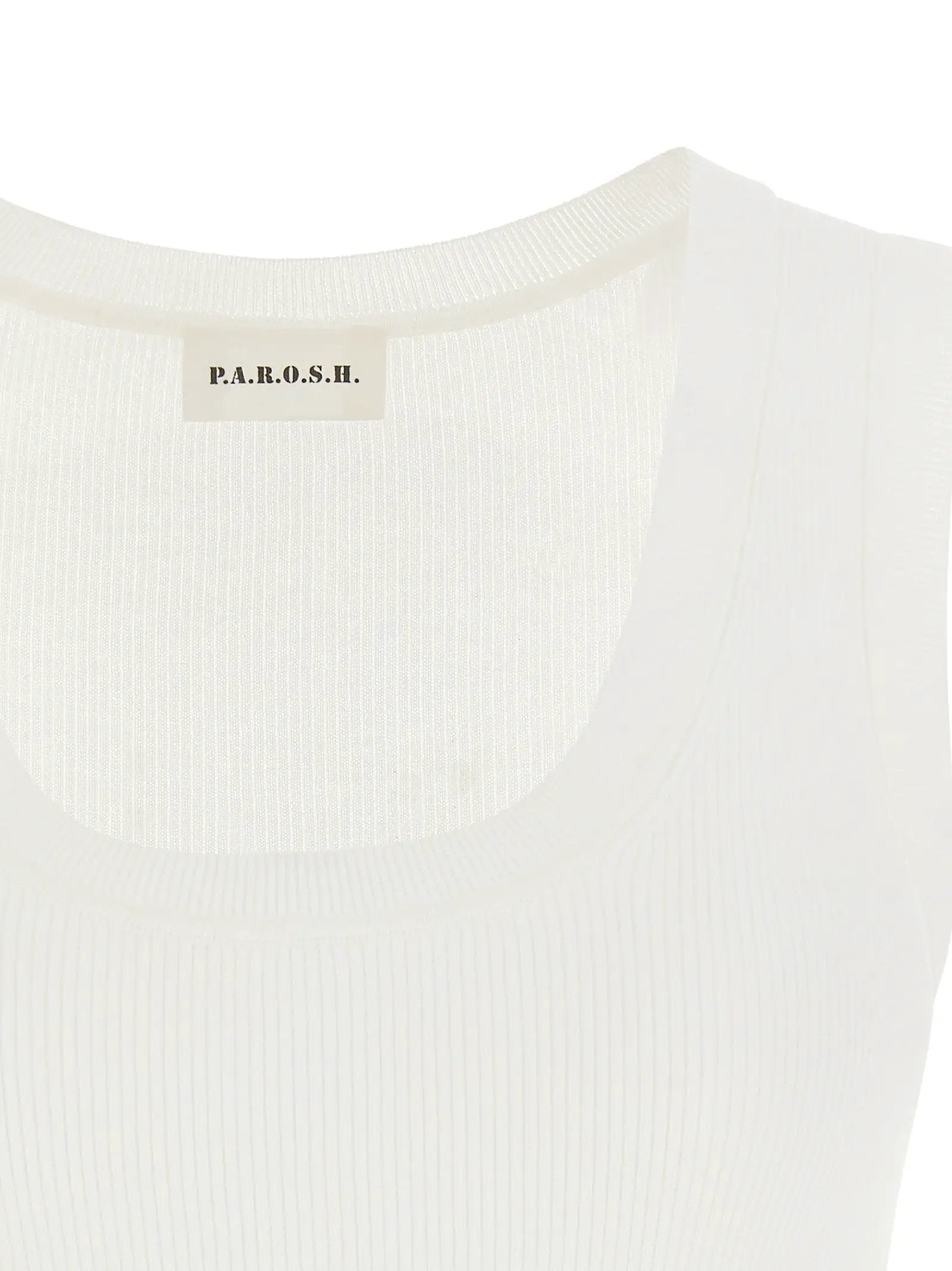 P.A.R.O.S.H. White Cotton Sleeveles T-Shirt