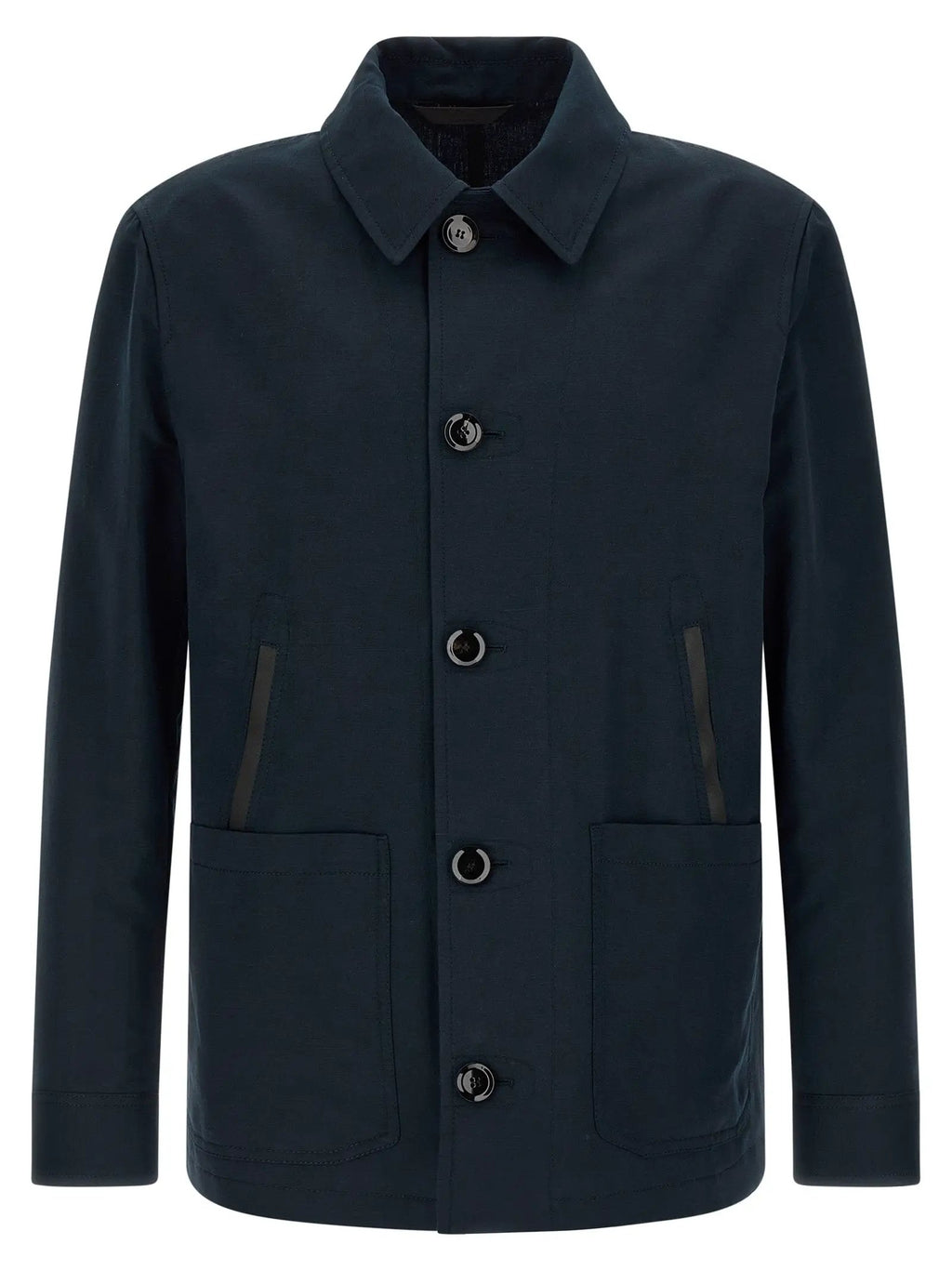 Brioni Blue Linen Full-Length Jacket