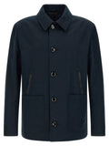 Brioni Blue Linen Full-Length Jacket