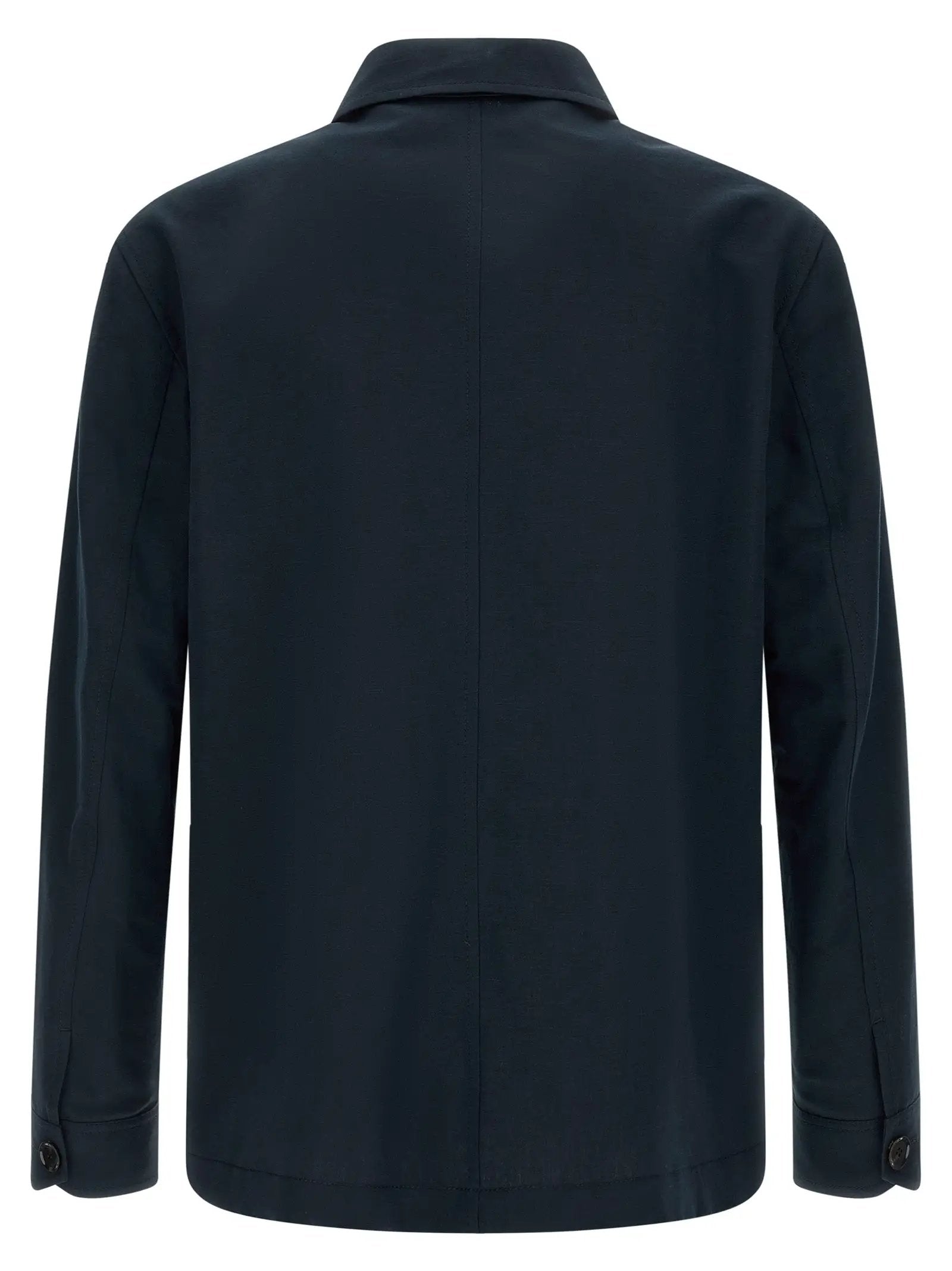 Brioni Blue Linen Full-Length Jacket