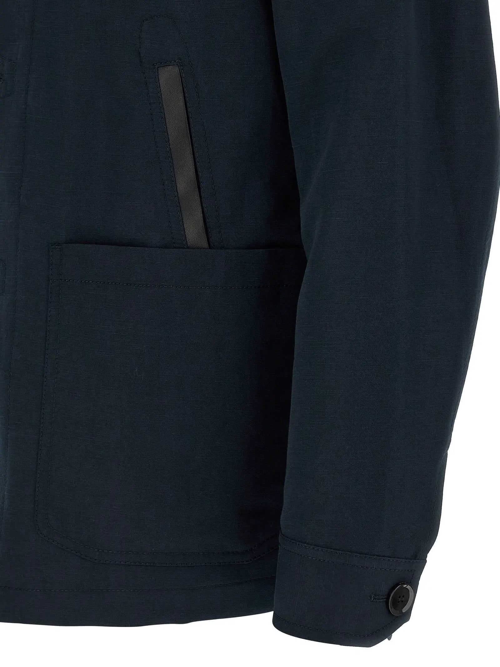 Brioni Blue Linen Full-Length Jacket