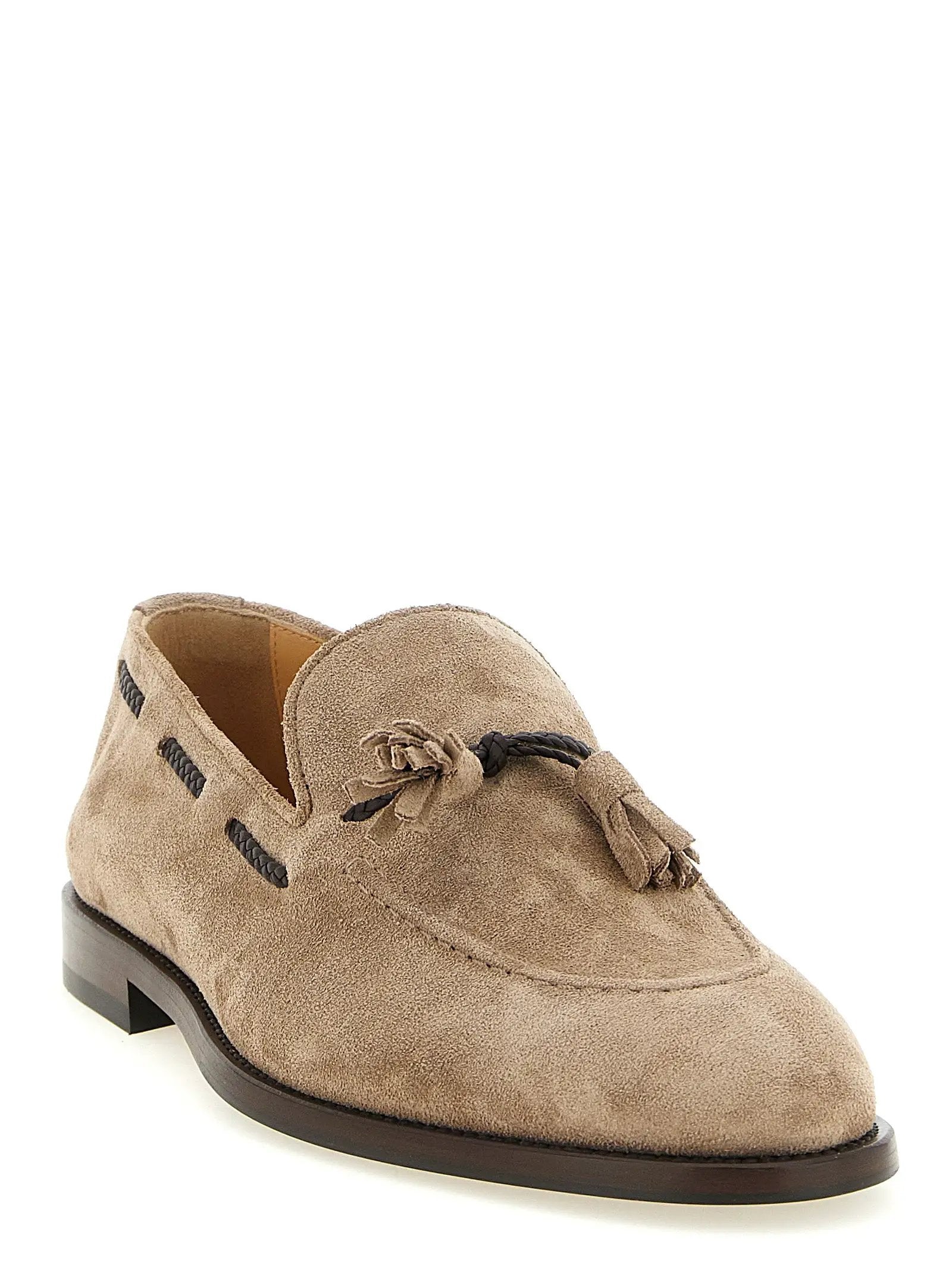 Brunello Cucinelli Brown Calfskin Slip-On Loafers