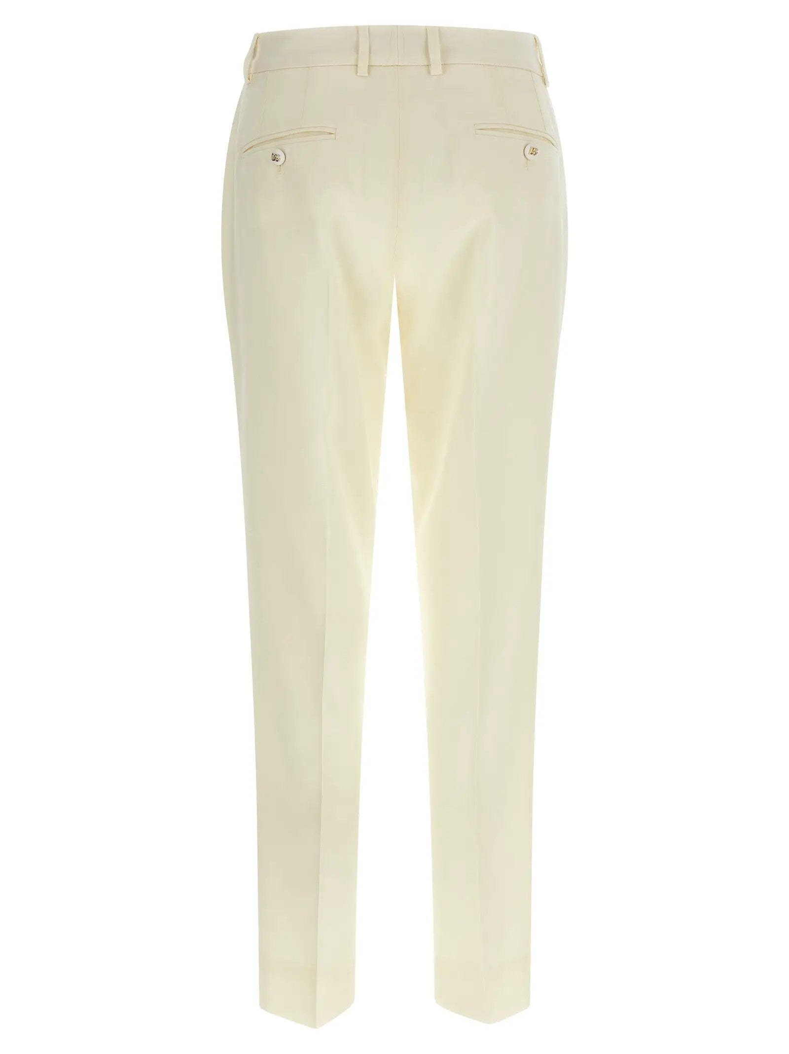 Dolce & Gabbana White Virgin Wool Dress Pants