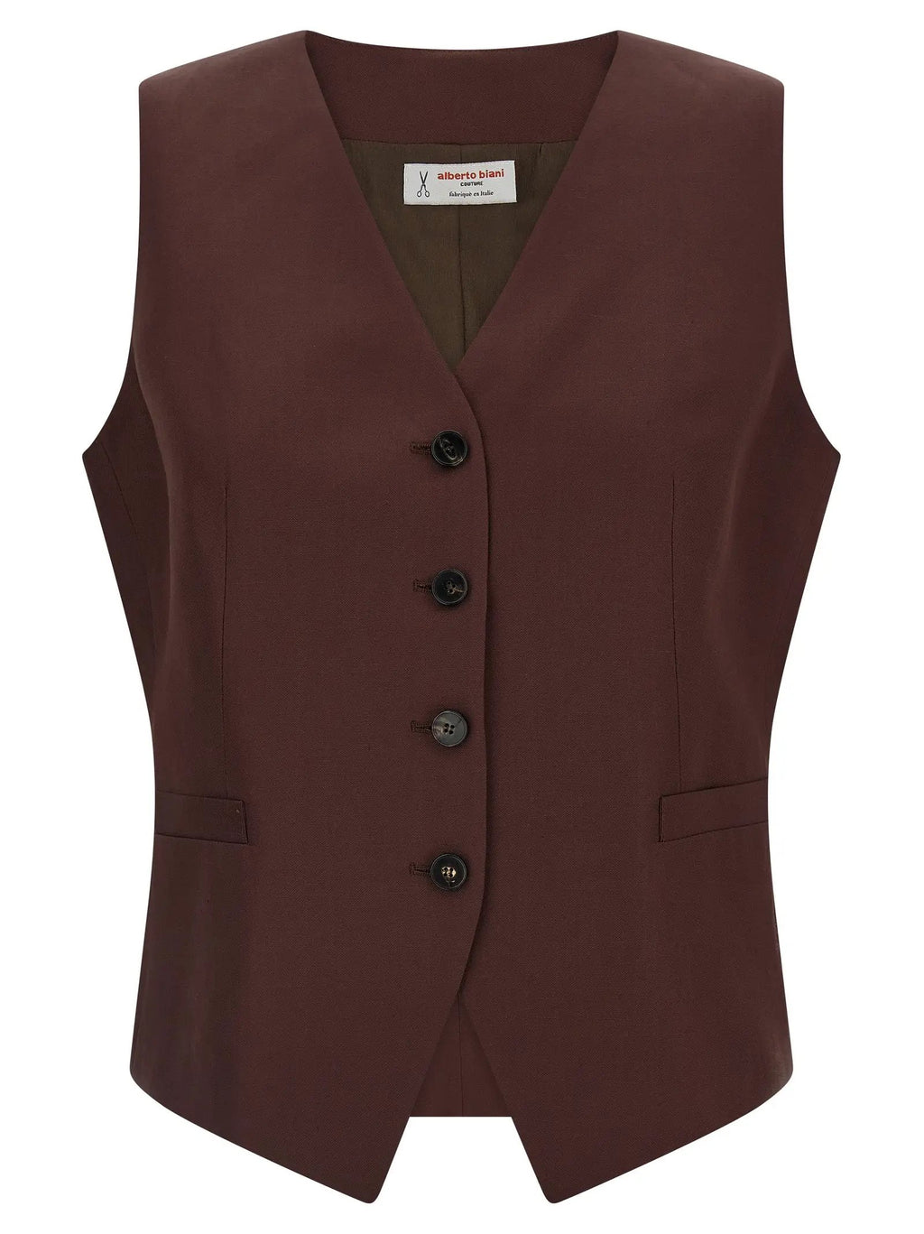Alberto Biani Alberto Biani Brown Viscose Sleeveless Jacket