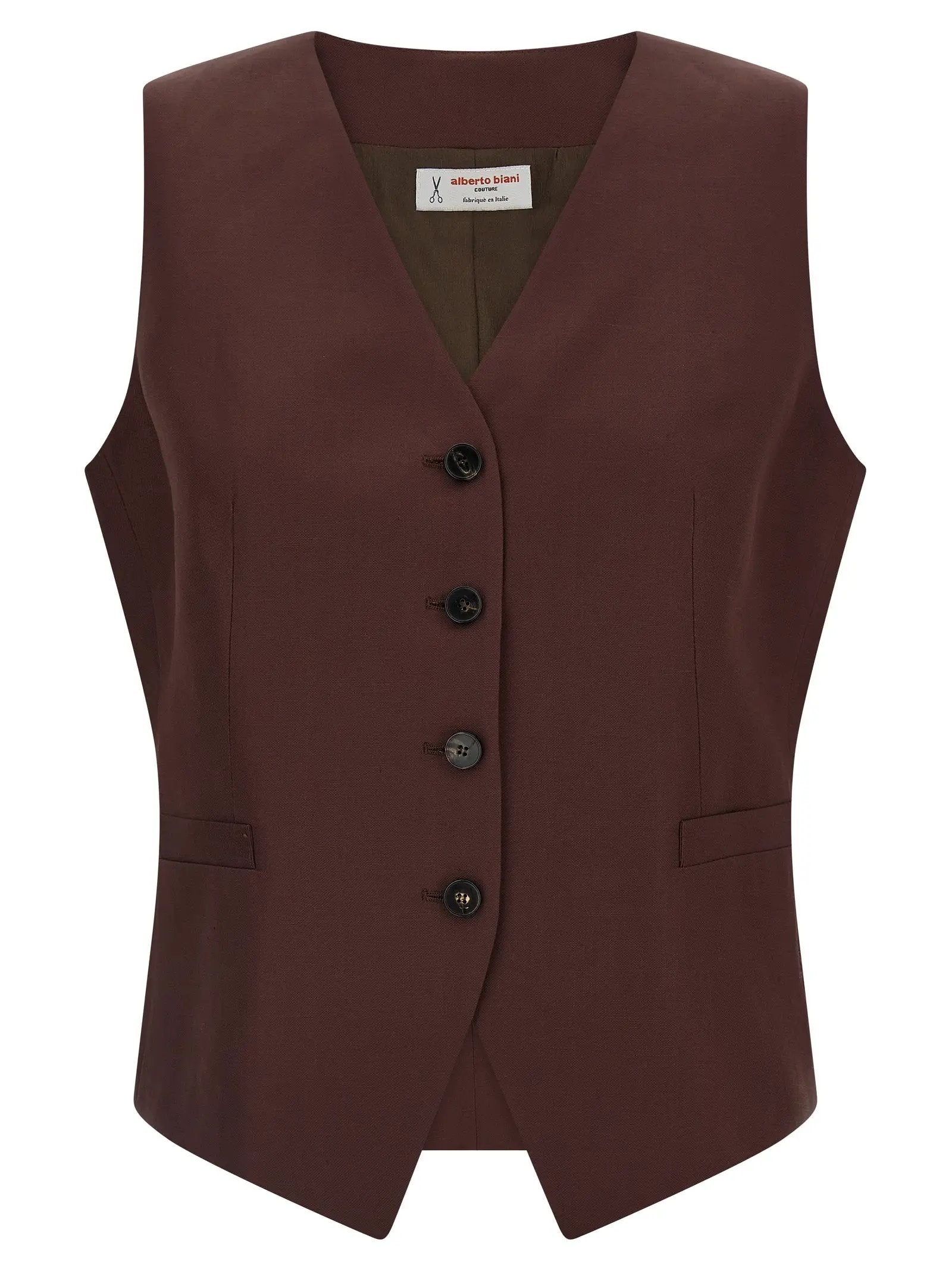 Alberto Biani Alberto Biani Brown Viscose Sleeveless Jacket