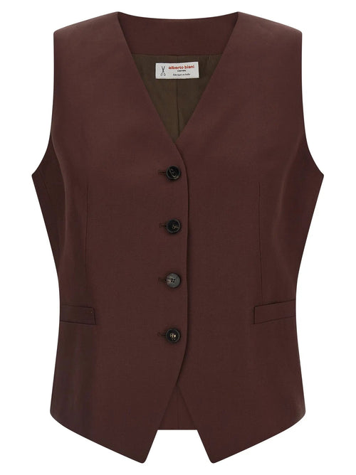 Alberto Biani Alberto Biani Brown Viscose Sleeveless Jacket