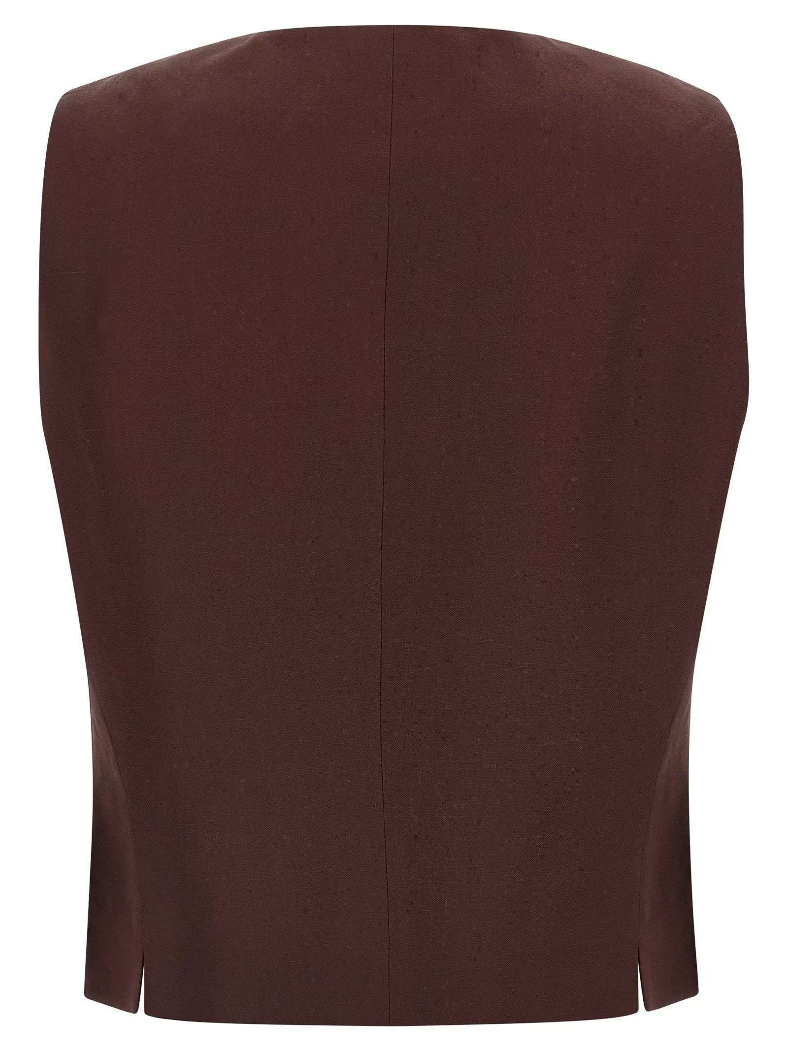 Alberto Biani Alberto Biani Brown Viscose Sleeveless Jacket