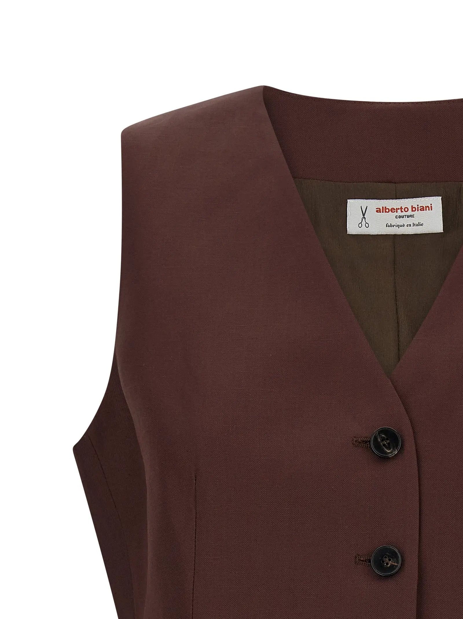 Alberto Biani Alberto Biani Brown Viscose Sleeveless Jacket