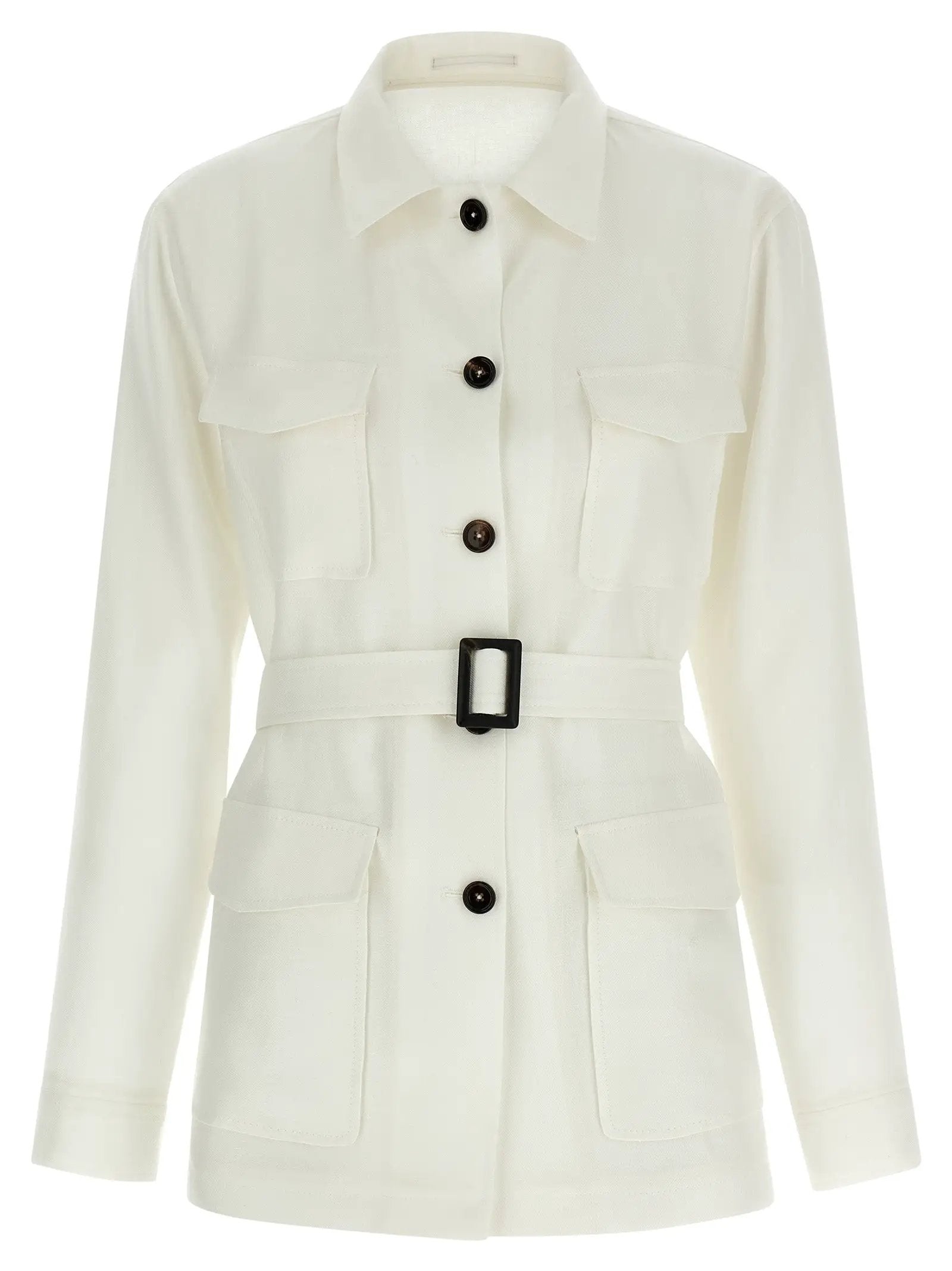 Tagliatore White Linen Shell Jacket