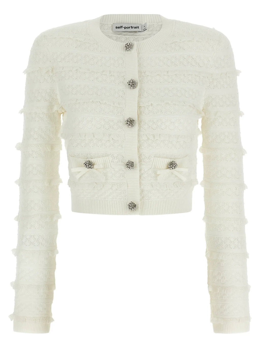 Self-Portrait White Viscose Cardigan