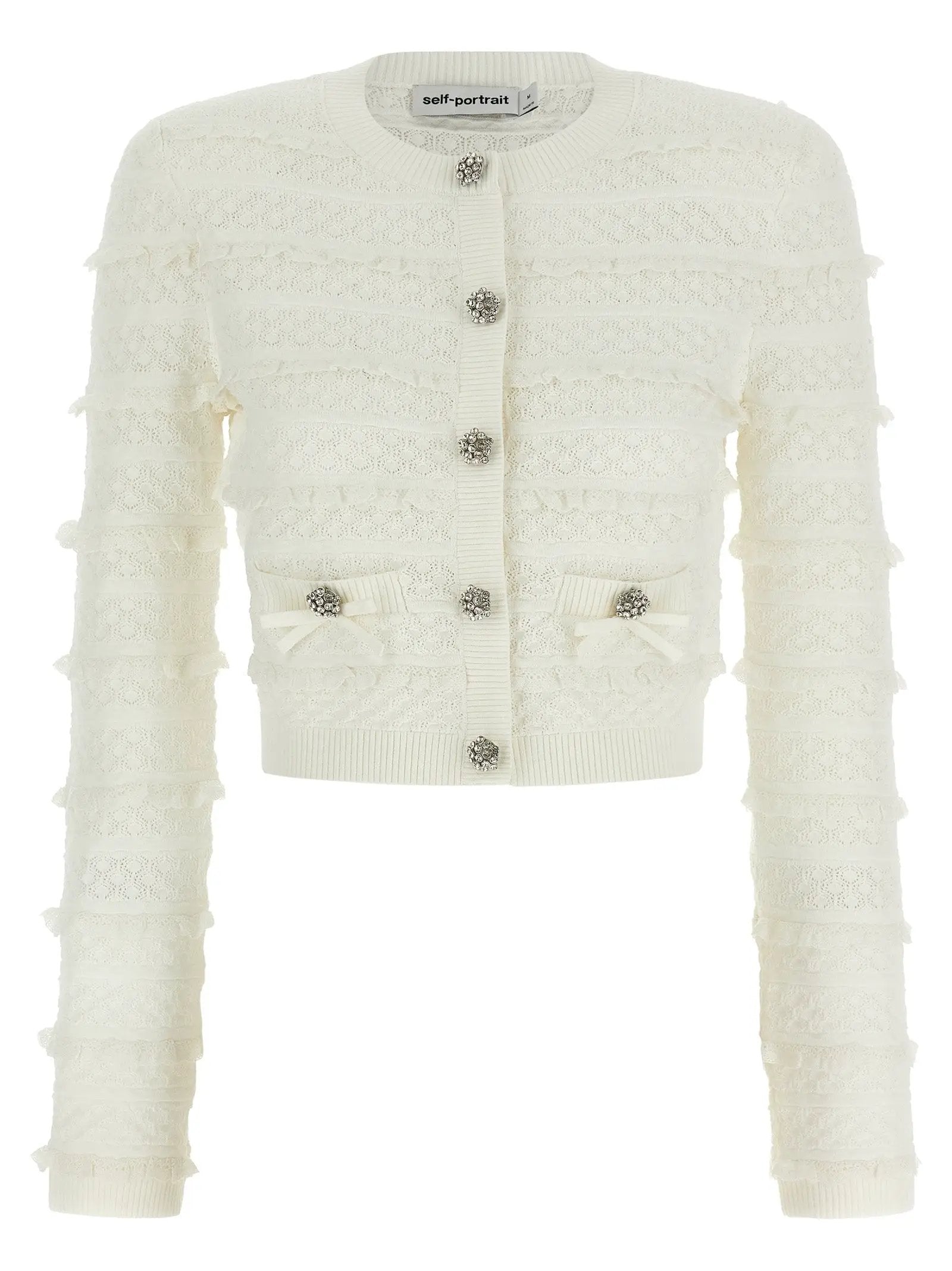 Self-Portrait White Viscose Cardigan