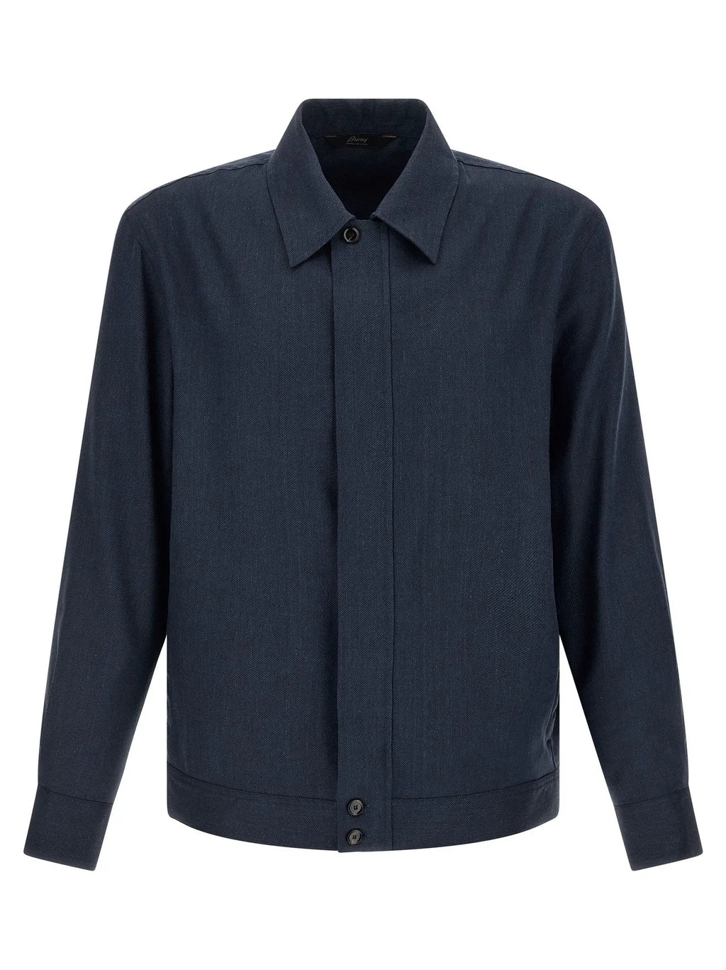 Brioni Blue Linen Full-Length Jacket