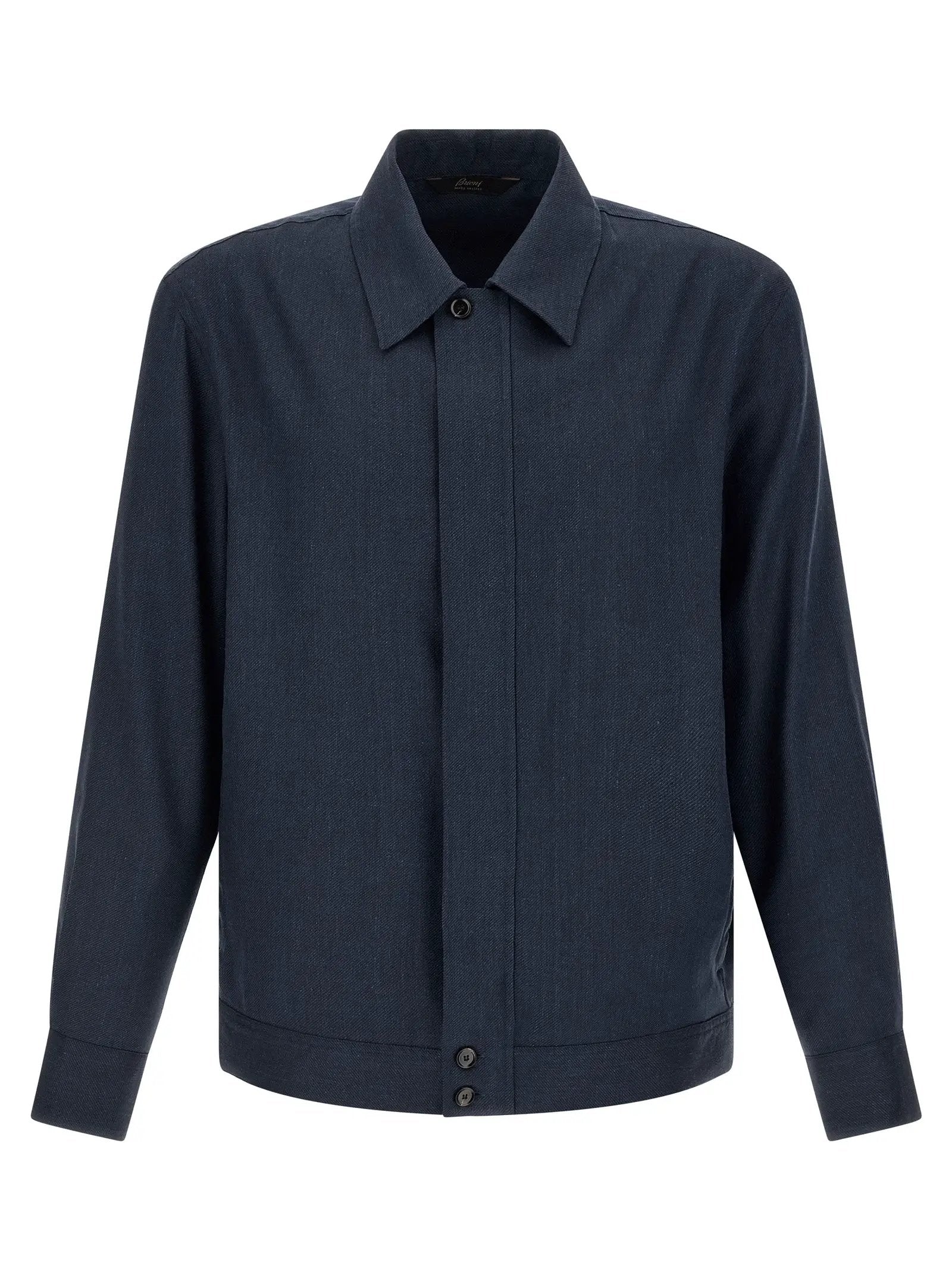 Brioni Blue Linen Full-Length Jacket