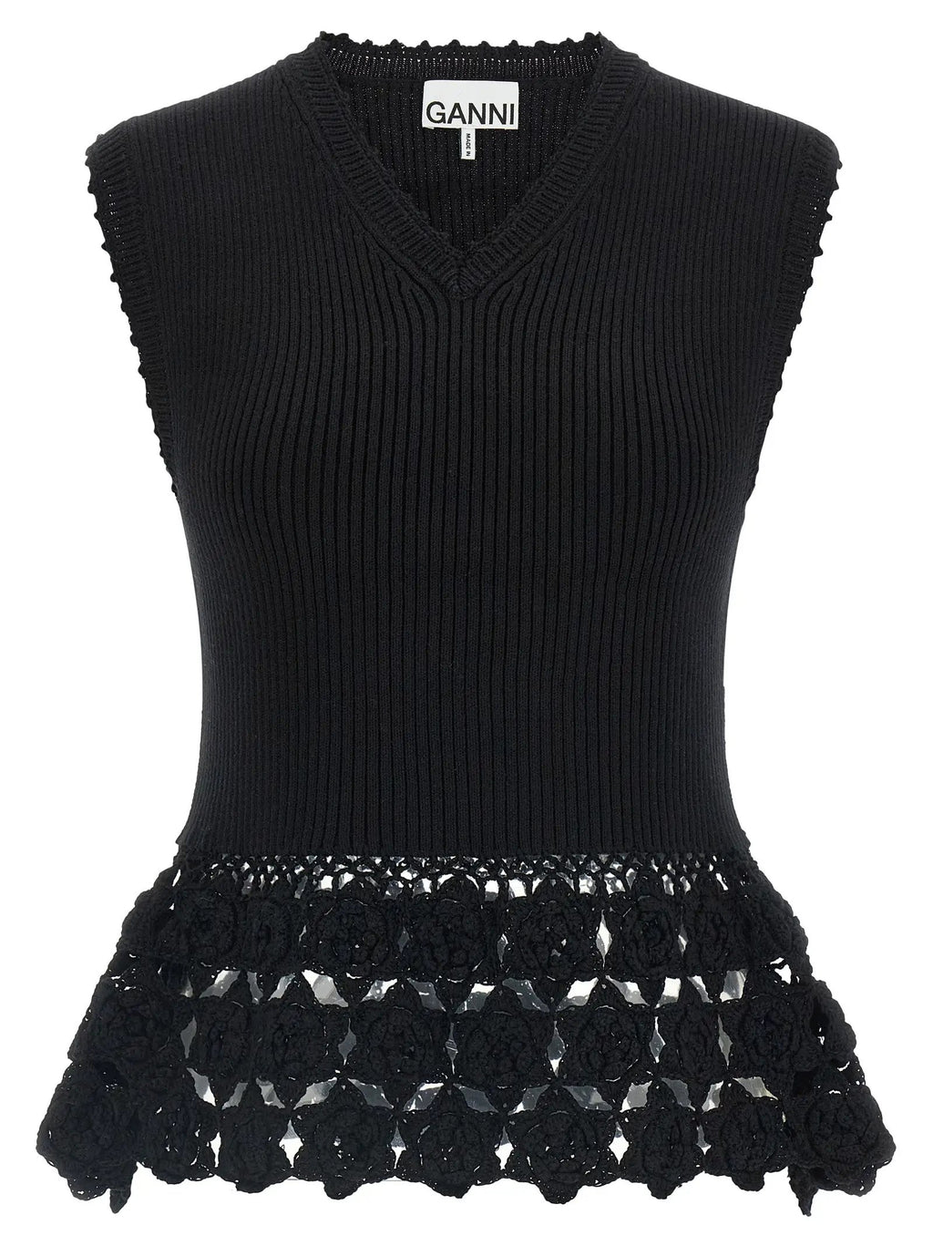 Ganni Black Organic Cotton Sleeveless Jacket