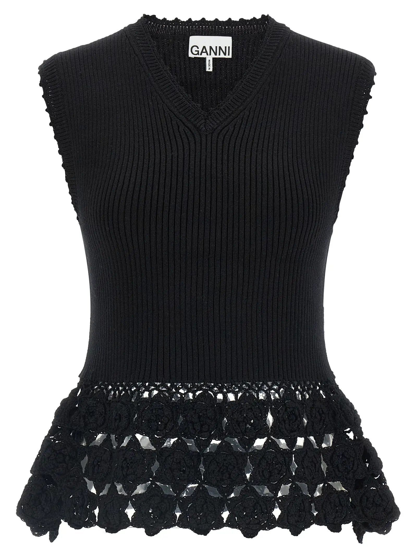 Ganni Black Organic Cotton Sleeveless Jacket
