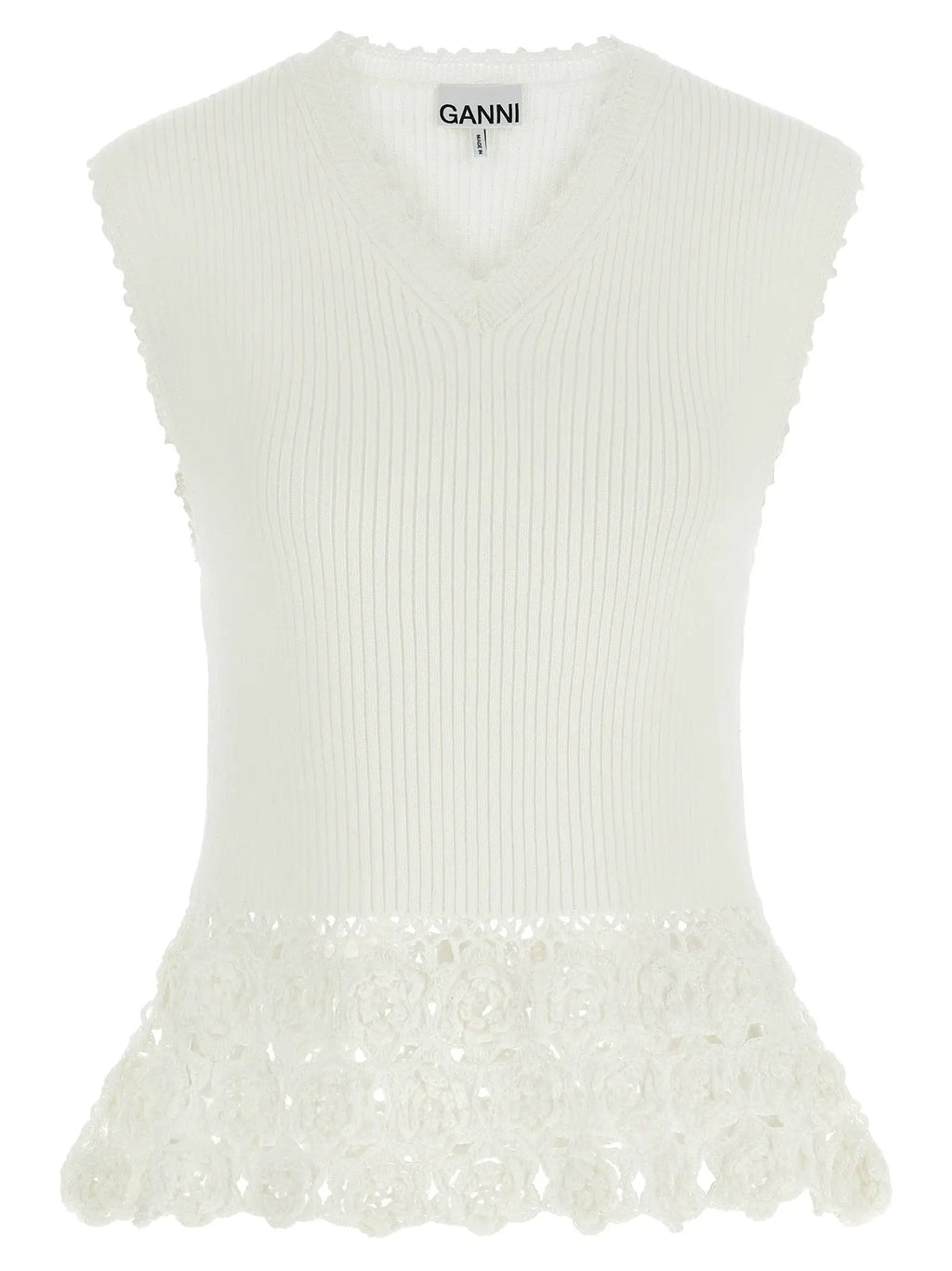 Ganni White Organic Cotton Sleeveless Jacket