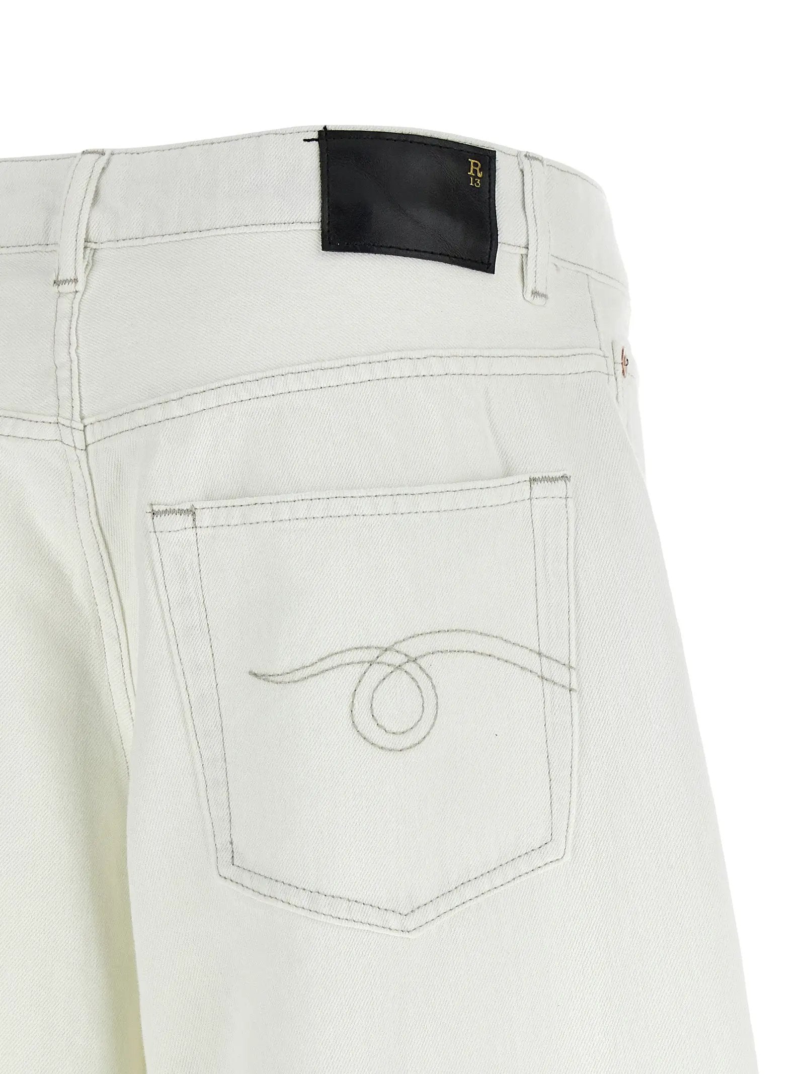 R13 White Cotton Jeans Denim