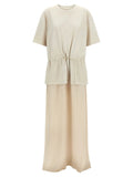 Haikure Beige Cotton Long Dress