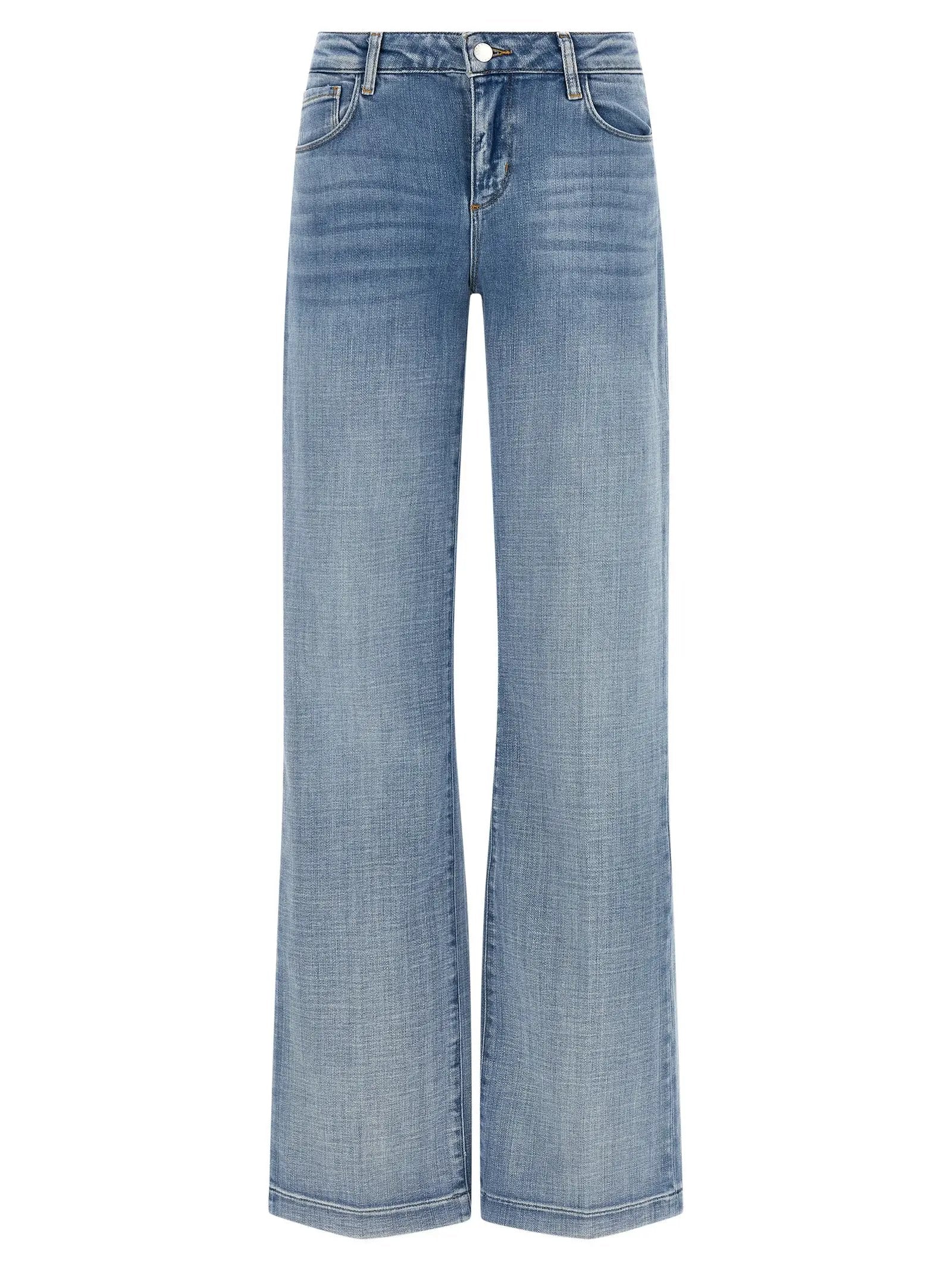 L'Agence Blue Cotton Straight-Leg Jeans