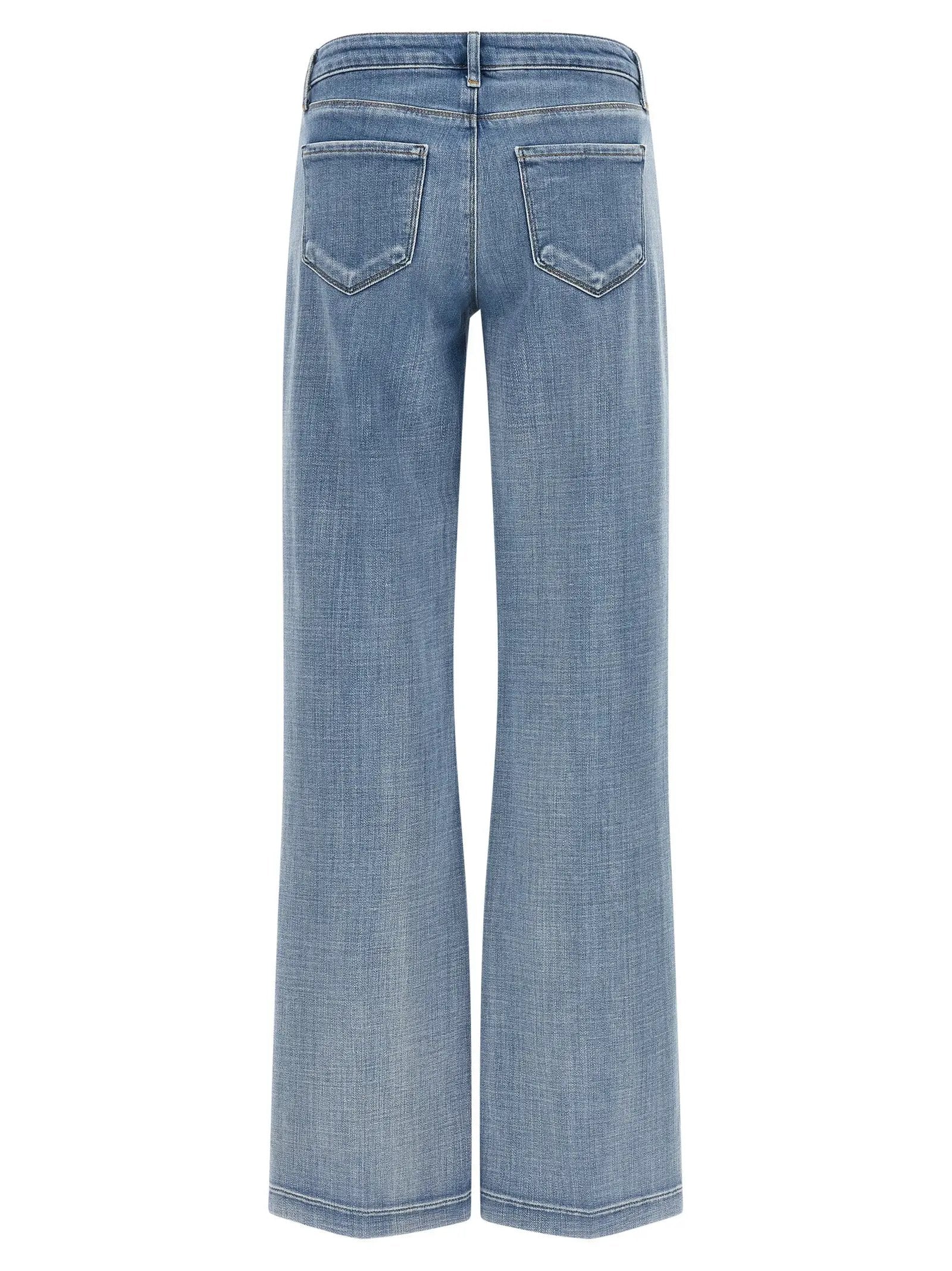 L'Agence Blue Cotton Straight-Leg Jeans