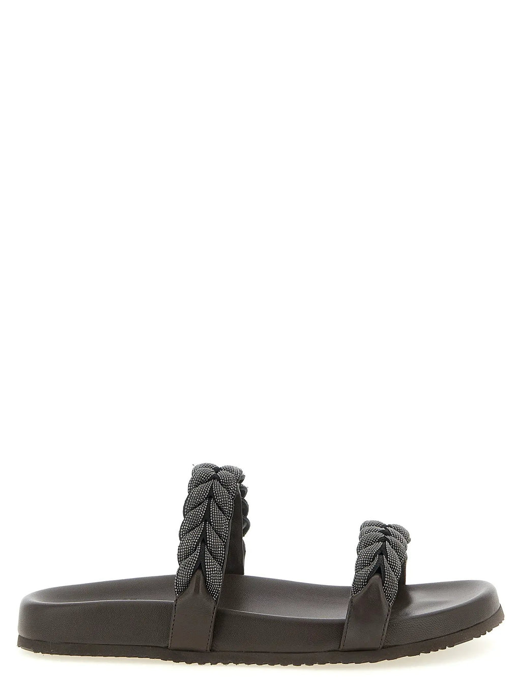 Brunello Cucinelli Brown Leather Slides