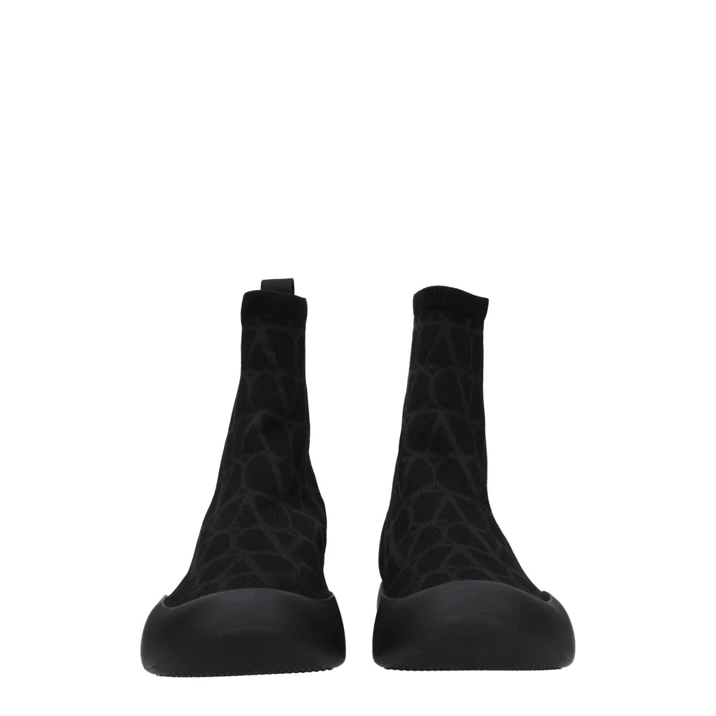 Valentino Garavani Black Fabric High Top Sneakers