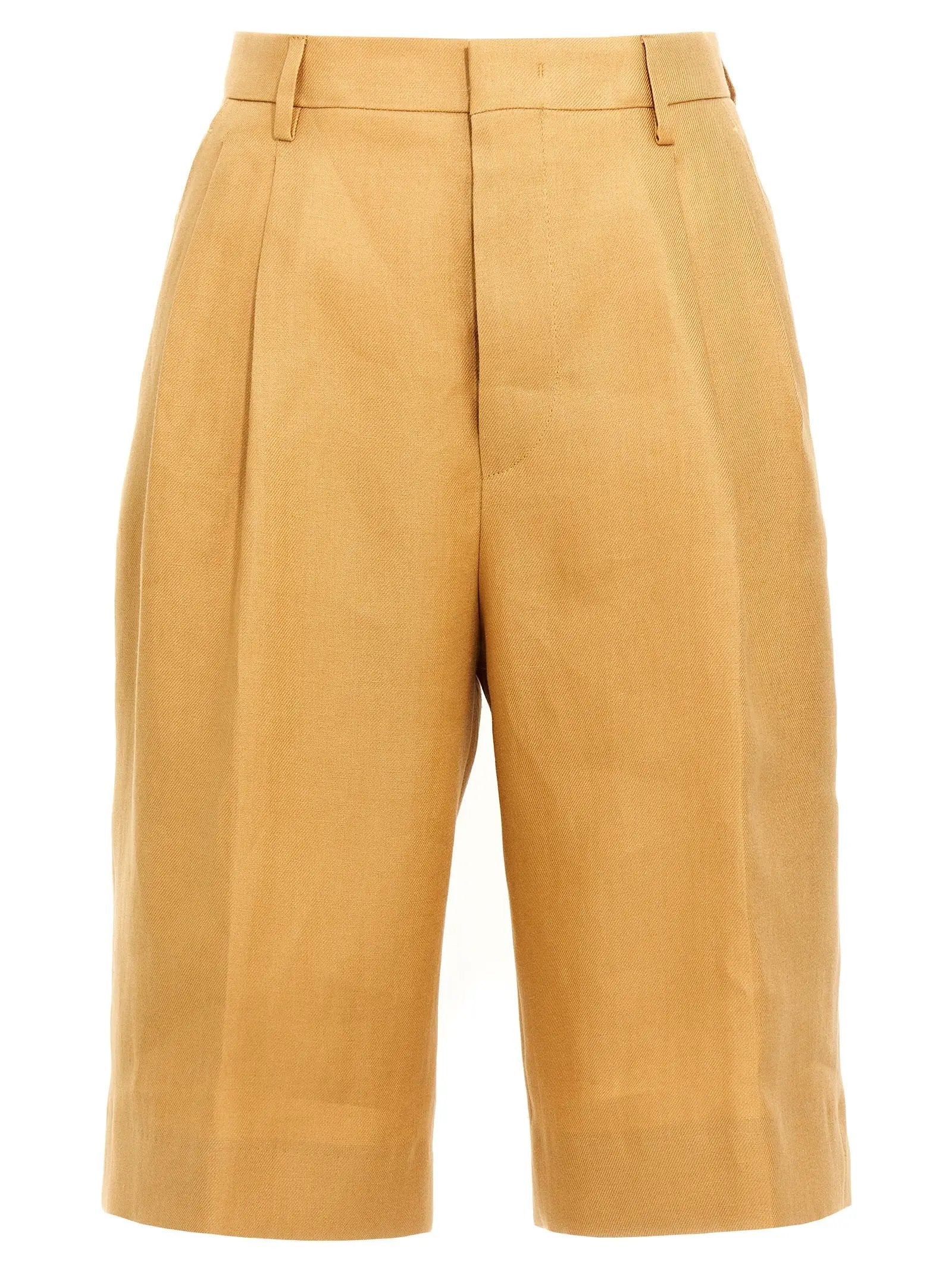 Tagliatore Orange Linen Bermuda Shorts