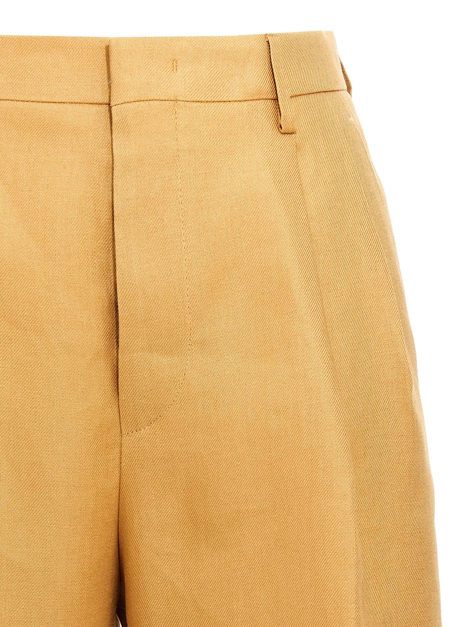 Tagliatore Orange Linen Bermuda Shorts
