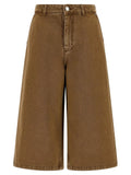 Ami Paris Brown Cotton Bermuda Shorts