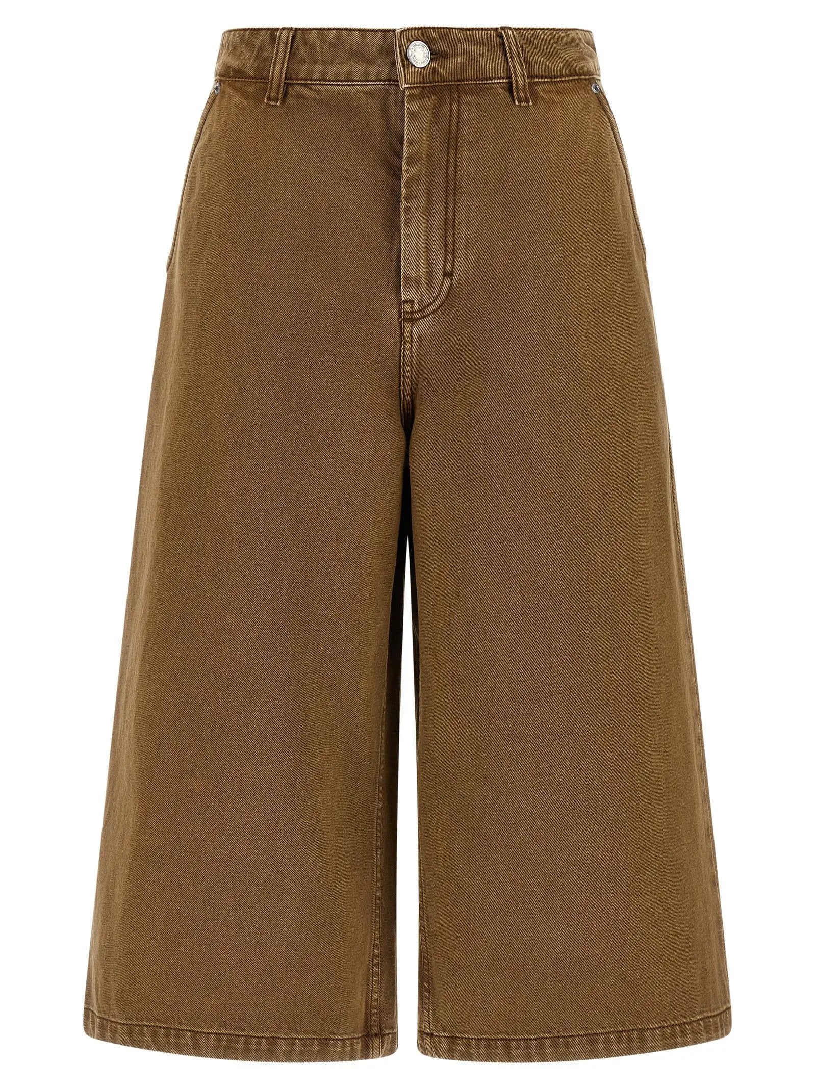 Ami Paris Brown Cotton Bermuda Shorts