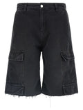 44 Label Group Black Cotton Bermuda Shorts