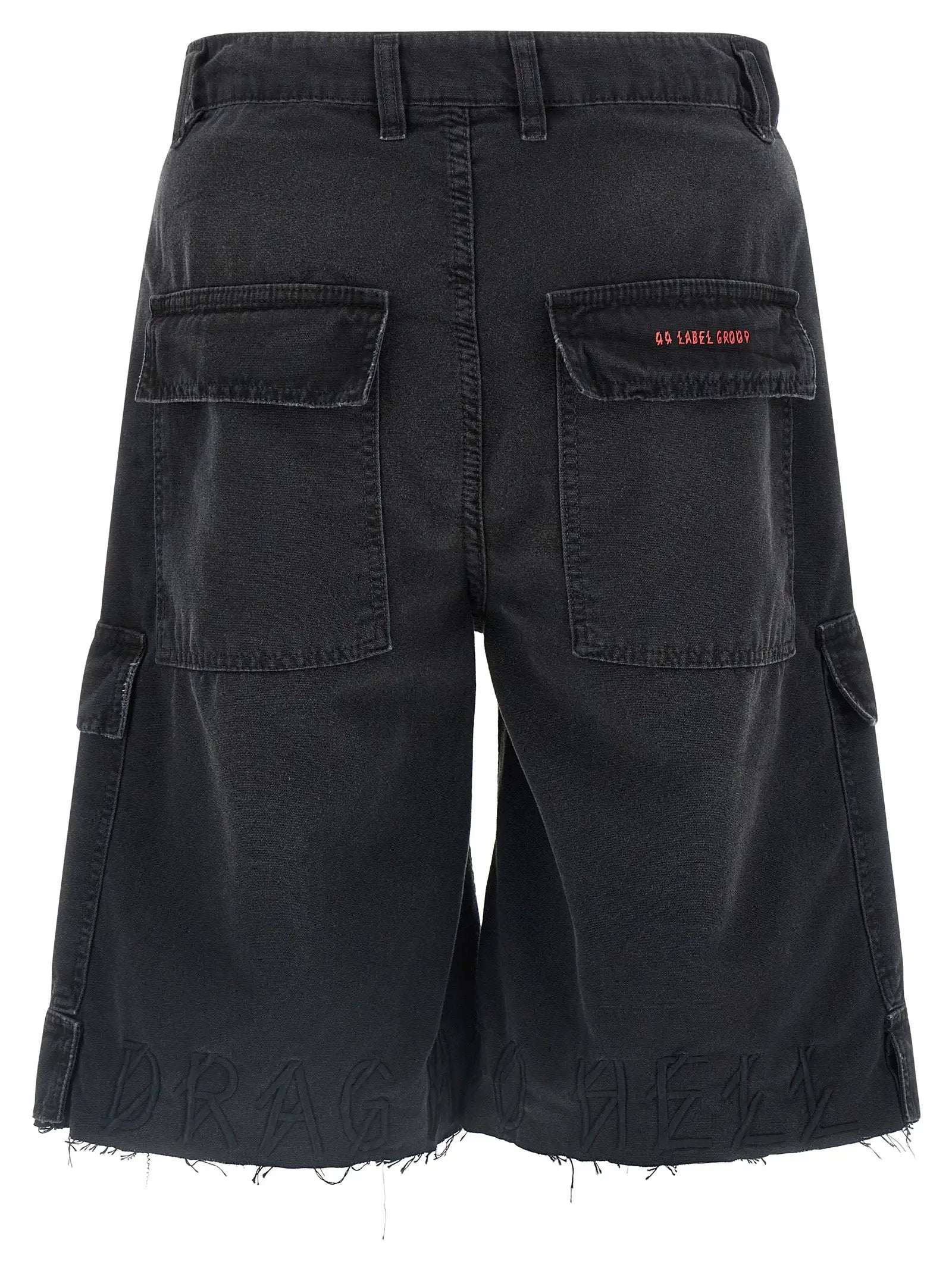 44 Label Group Black Cotton Bermuda Shorts