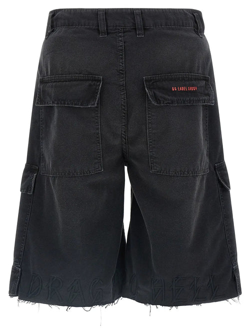 44 Label Group Black Cotton Bermuda Shorts