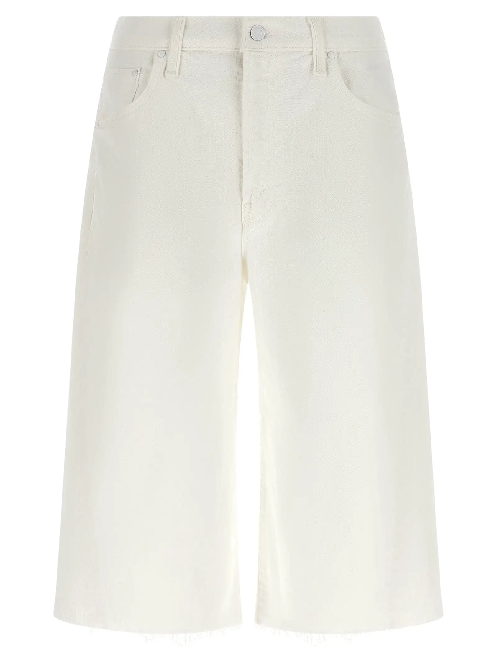 Mother Denim White Cotton Bermuda Shorts