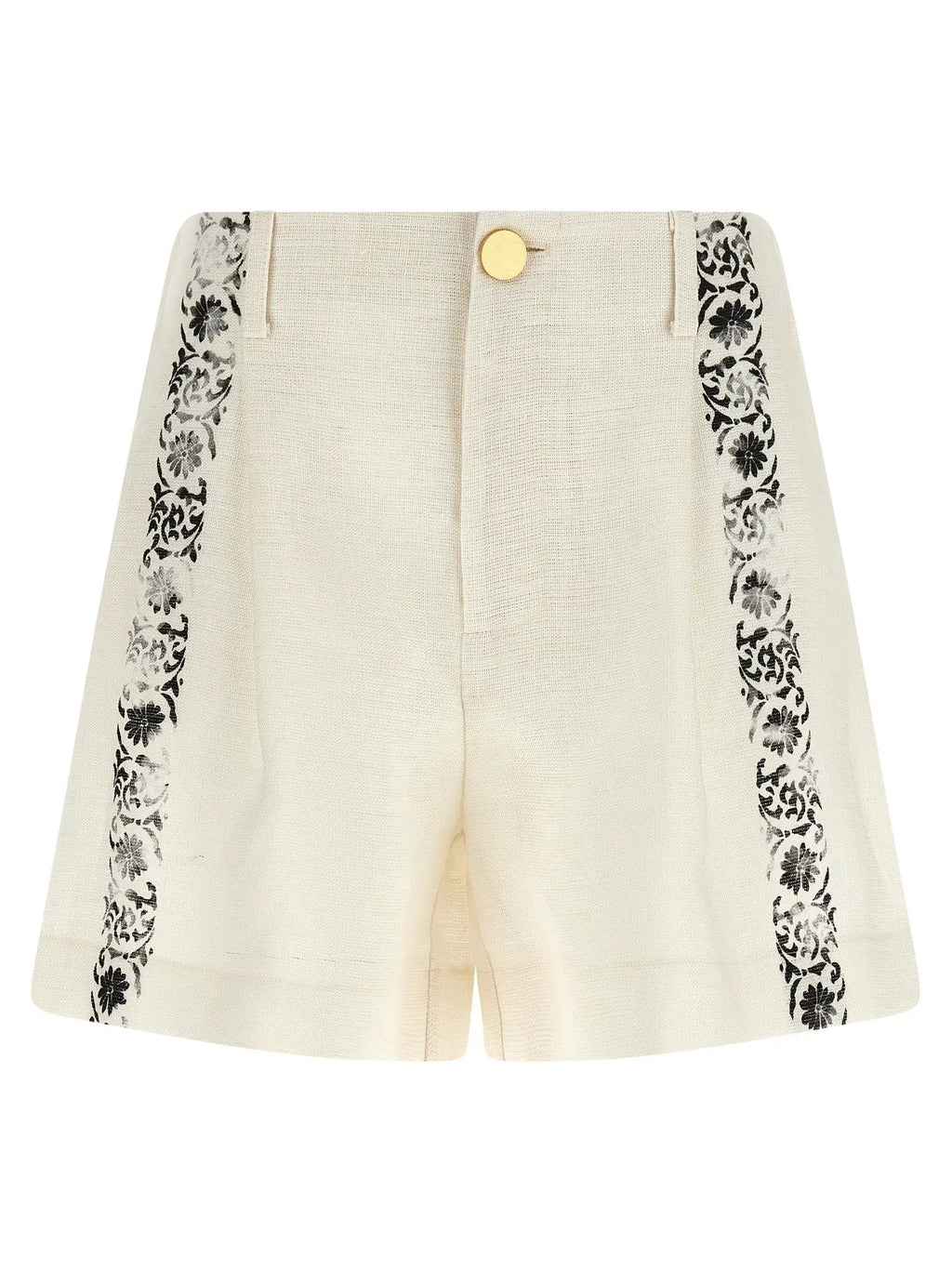 Alberta Ferretti Bicolor Linen Bermuda Shorts