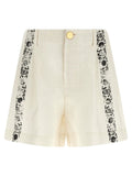 Alberta Ferretti Bicolor Linen Bermuda Shorts