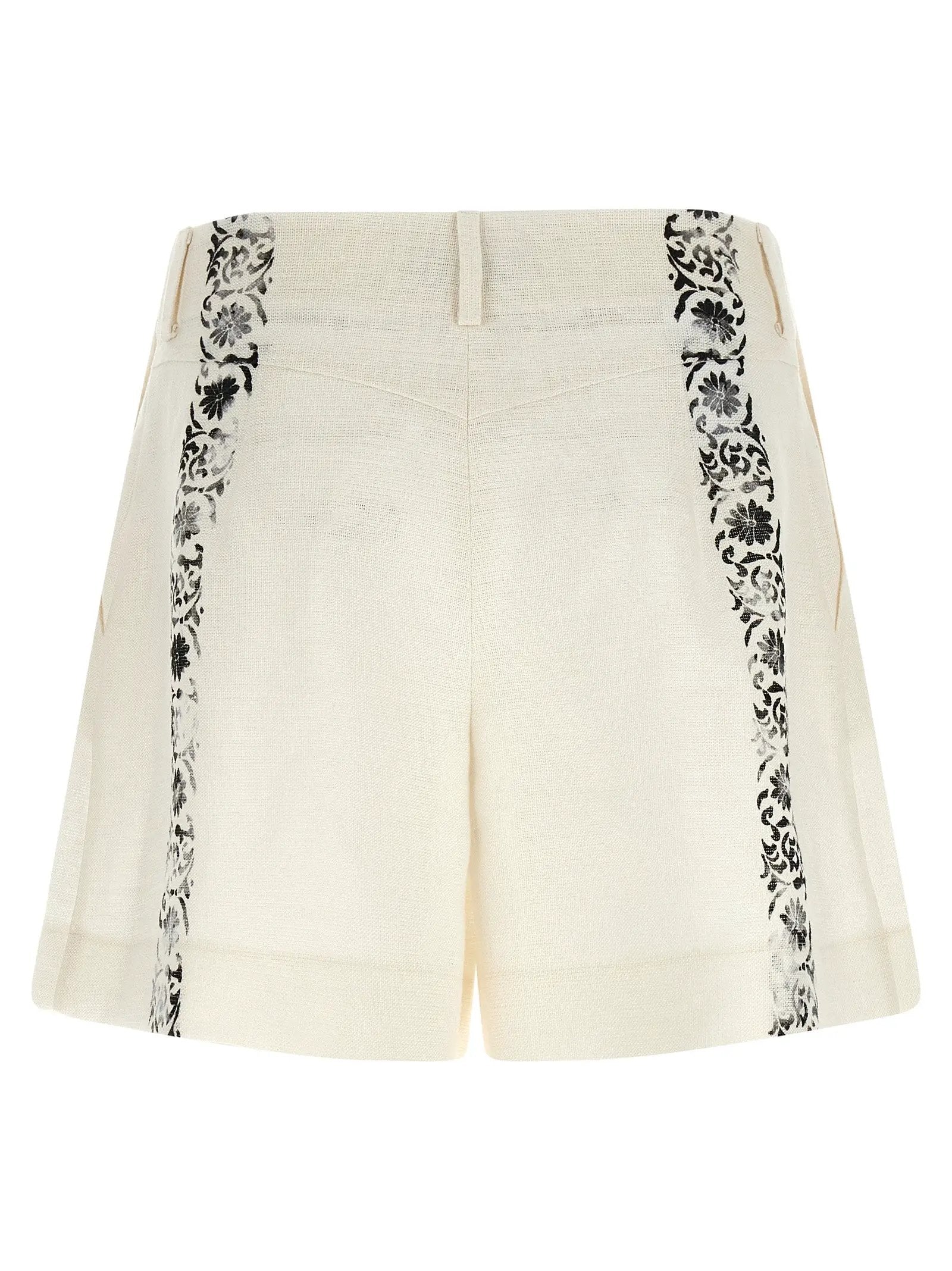 Alberta Ferretti Bicolor Linen Bermuda Shorts