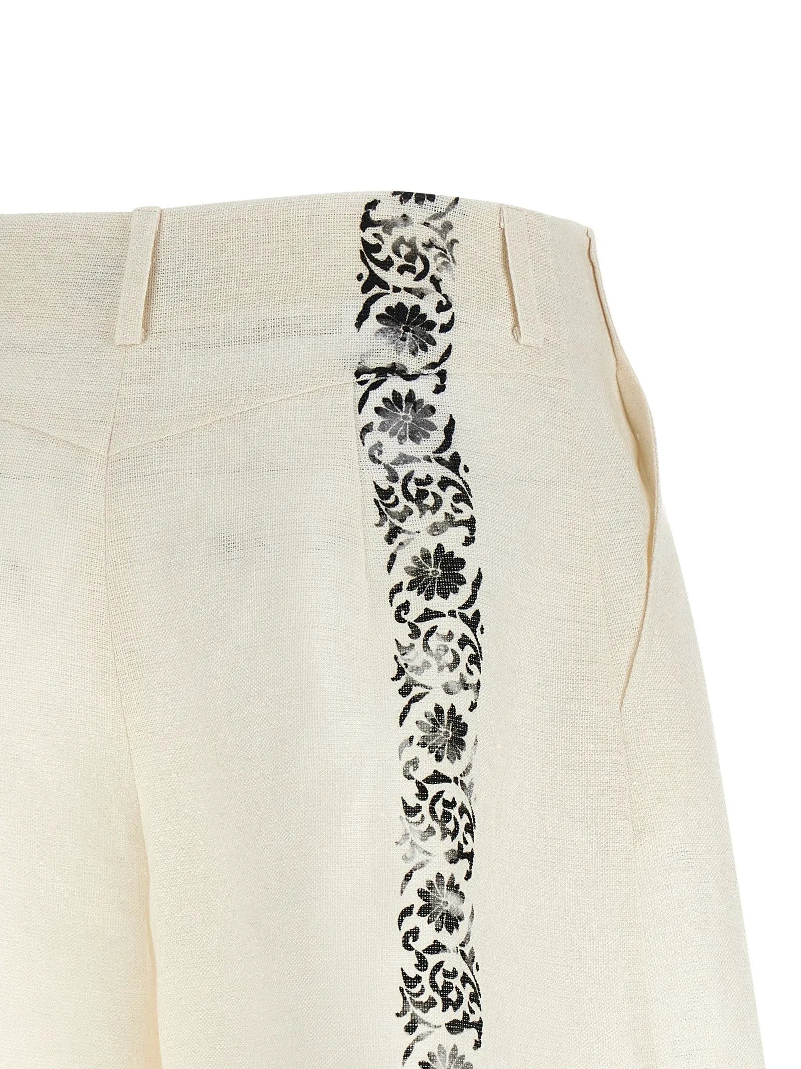 Alberta Ferretti Bicolor Linen Bermuda Shorts