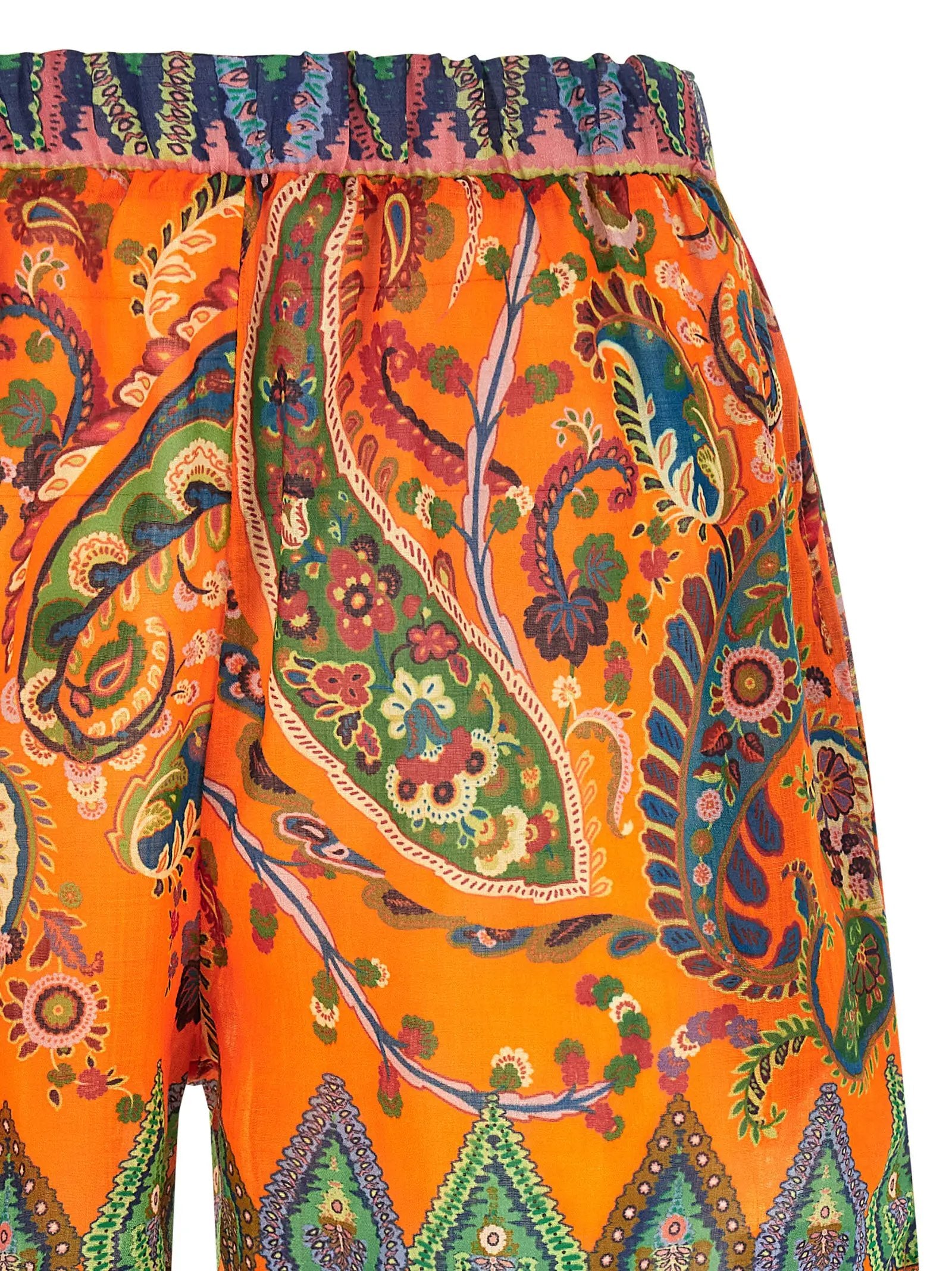 Etro Orange Ramie Bermuda Shorts