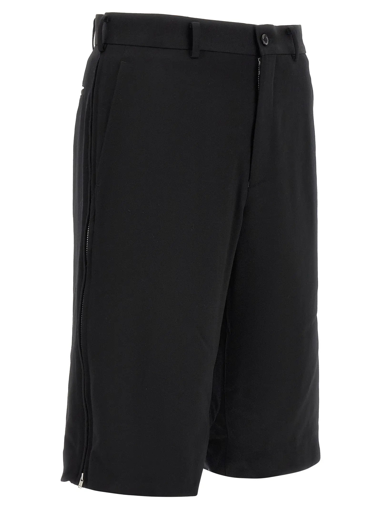 Comme Des Garçons Black Wool Bermuda Shorts