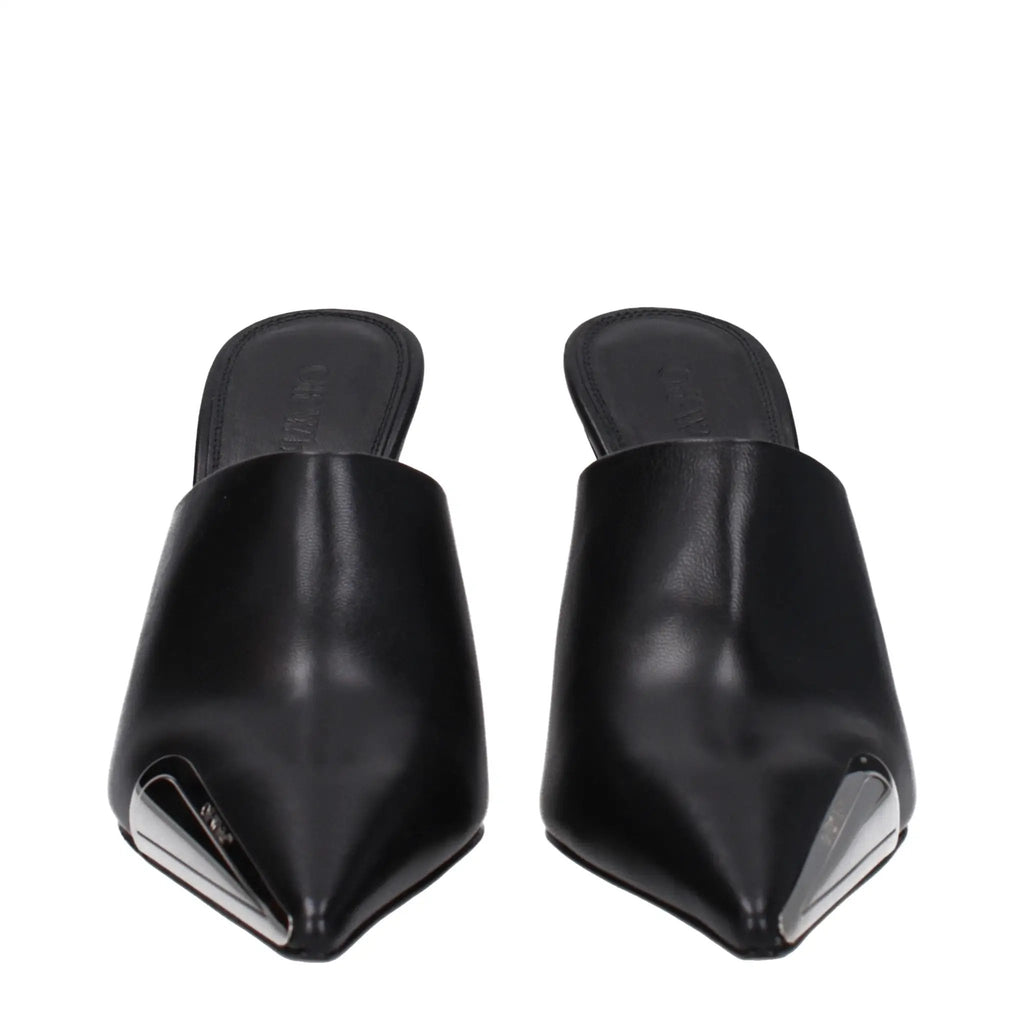 Off-White Black Leather High Heel Pumps