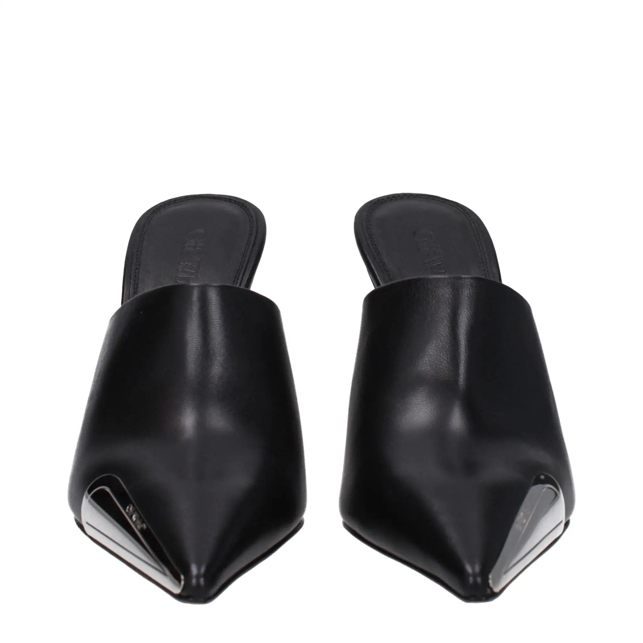 Off-White Black Leather High Heel Pumps