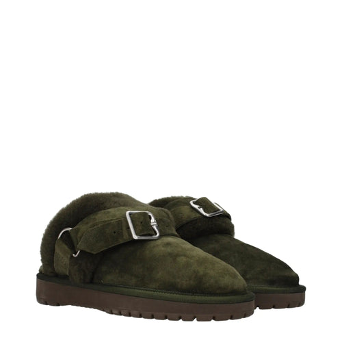 Pantoufles en cuir vert Burberry