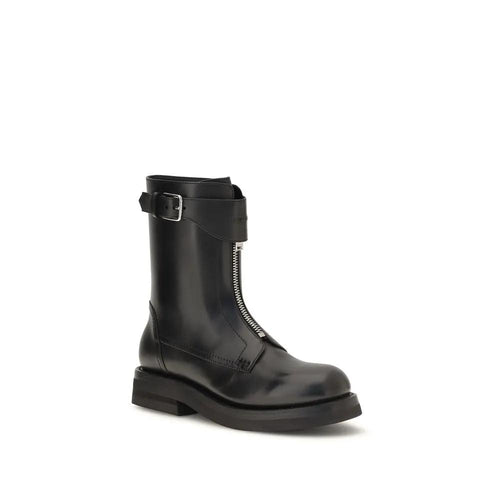 Bottes à lacets Alexander McQueen Bos Taurus en cuir de veau noir