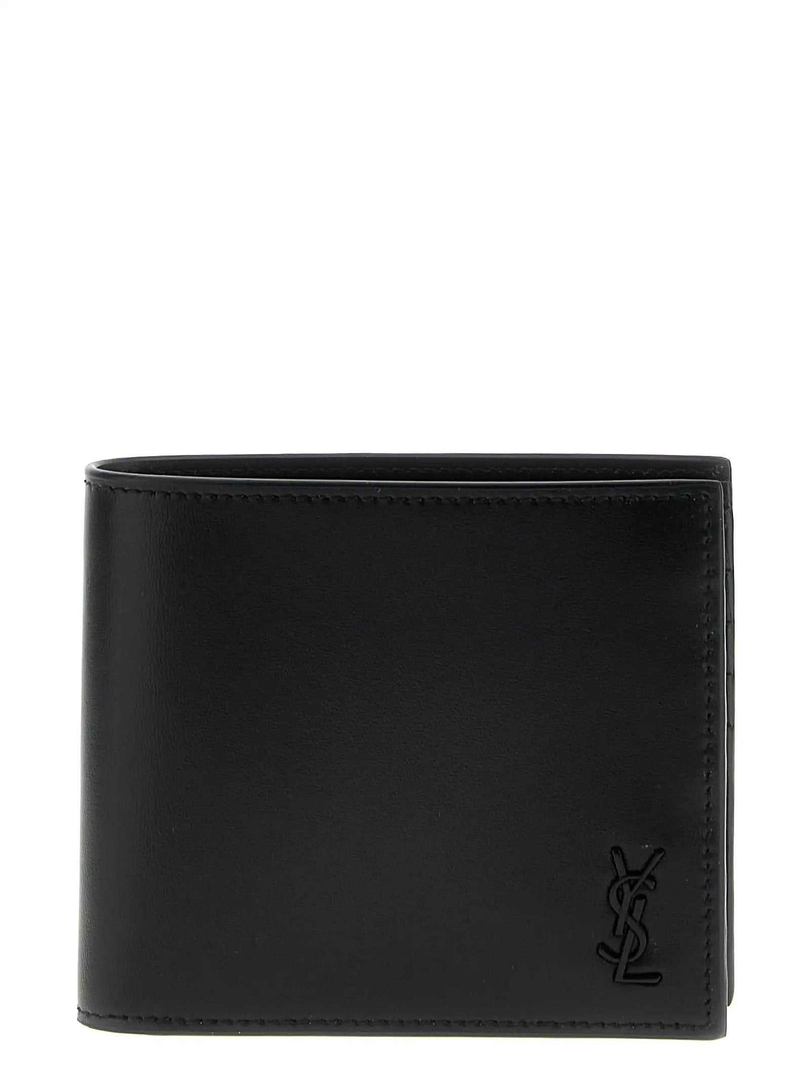 Portefeuille Saint Laurent en cuir de veau noir