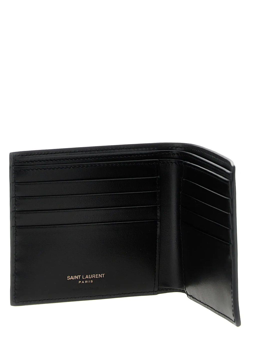 Portefeuille Saint Laurent en cuir de veau noir