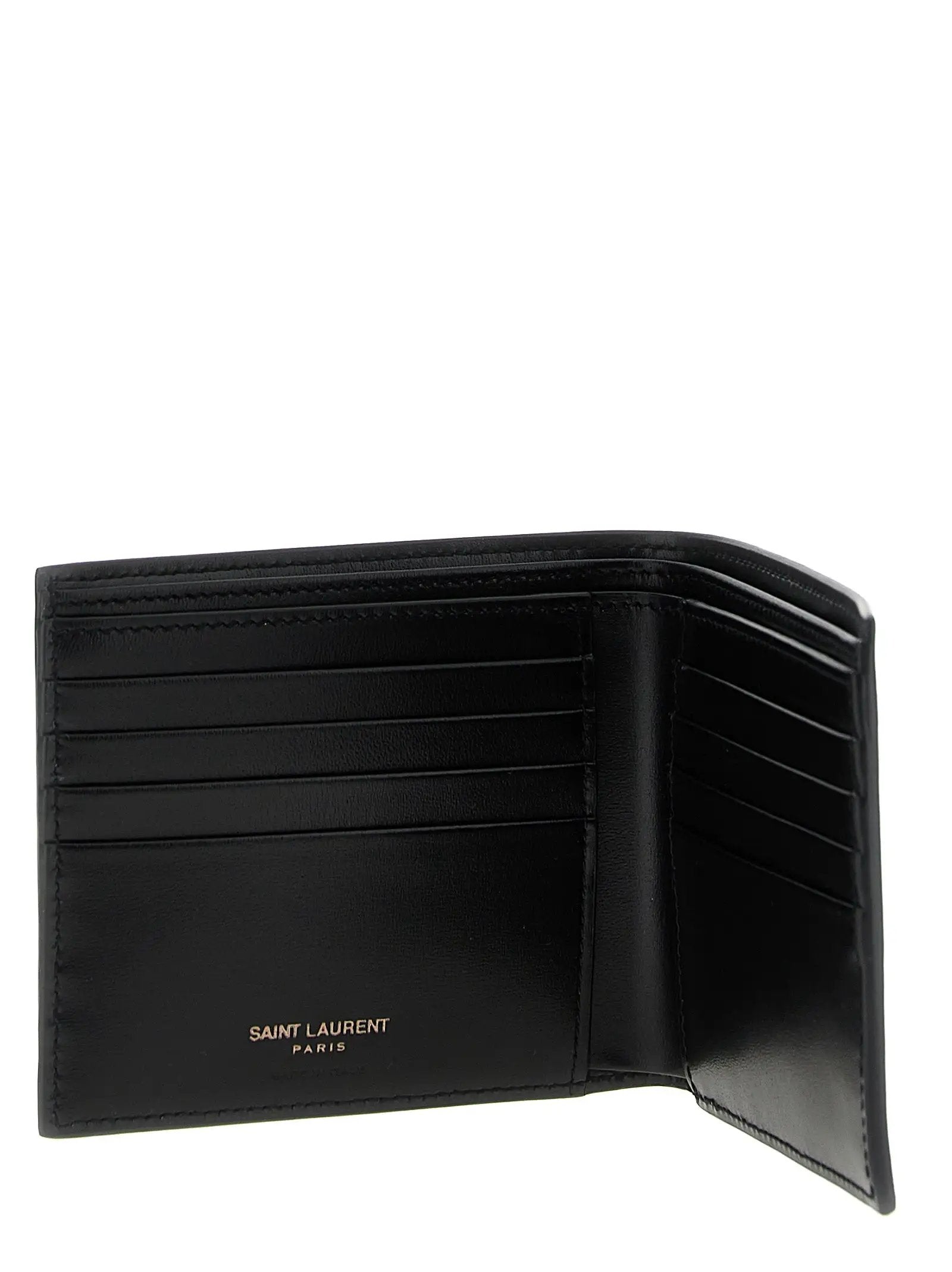 Portefeuille Saint Laurent en cuir de veau noir