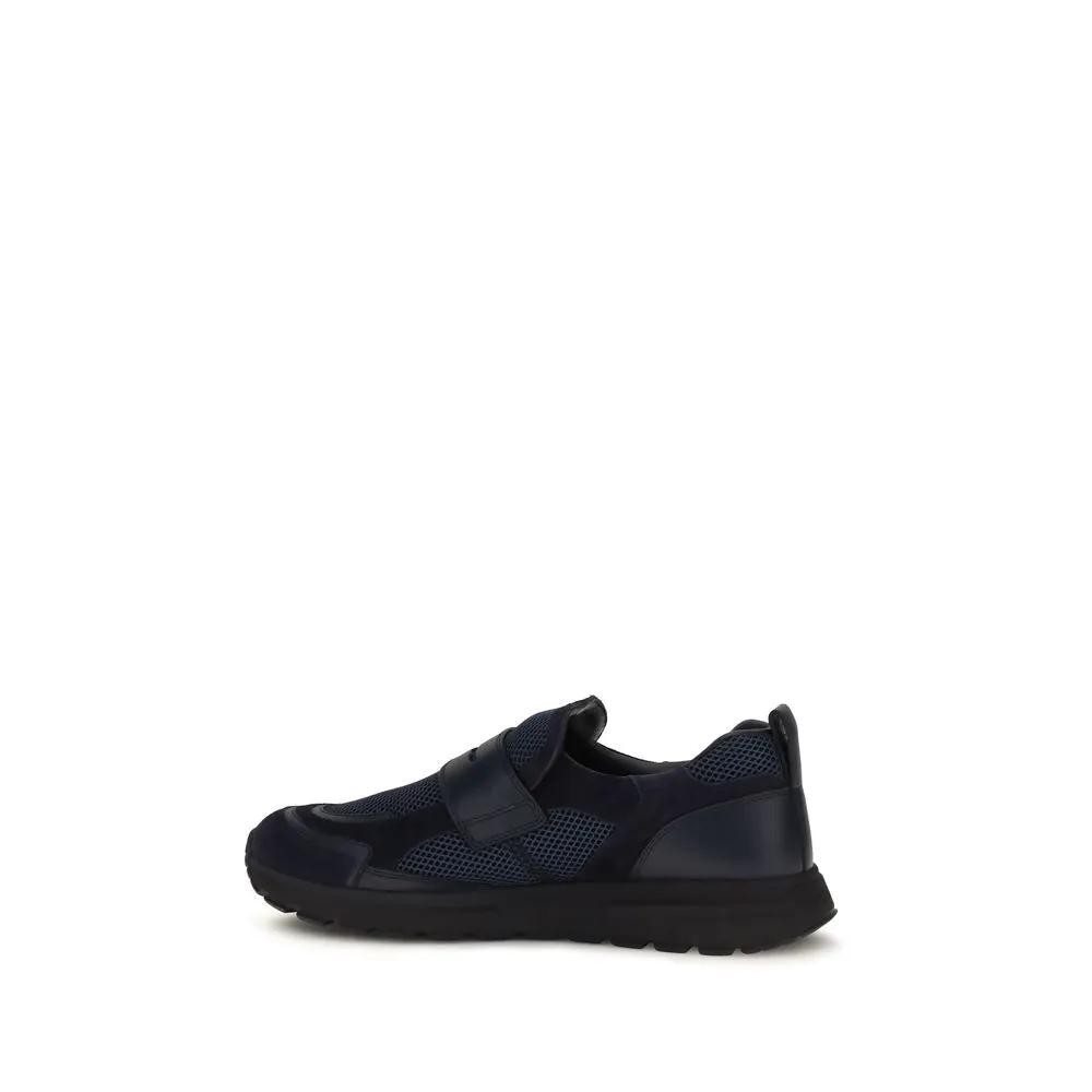 Prada Blue Calf Leather Bos Taurus Athletic Sneakers