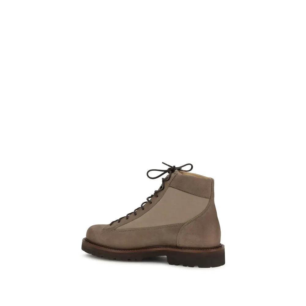 Bottes à lacets Brunello Cucinelli Bos Taurus en cuir de veau marron